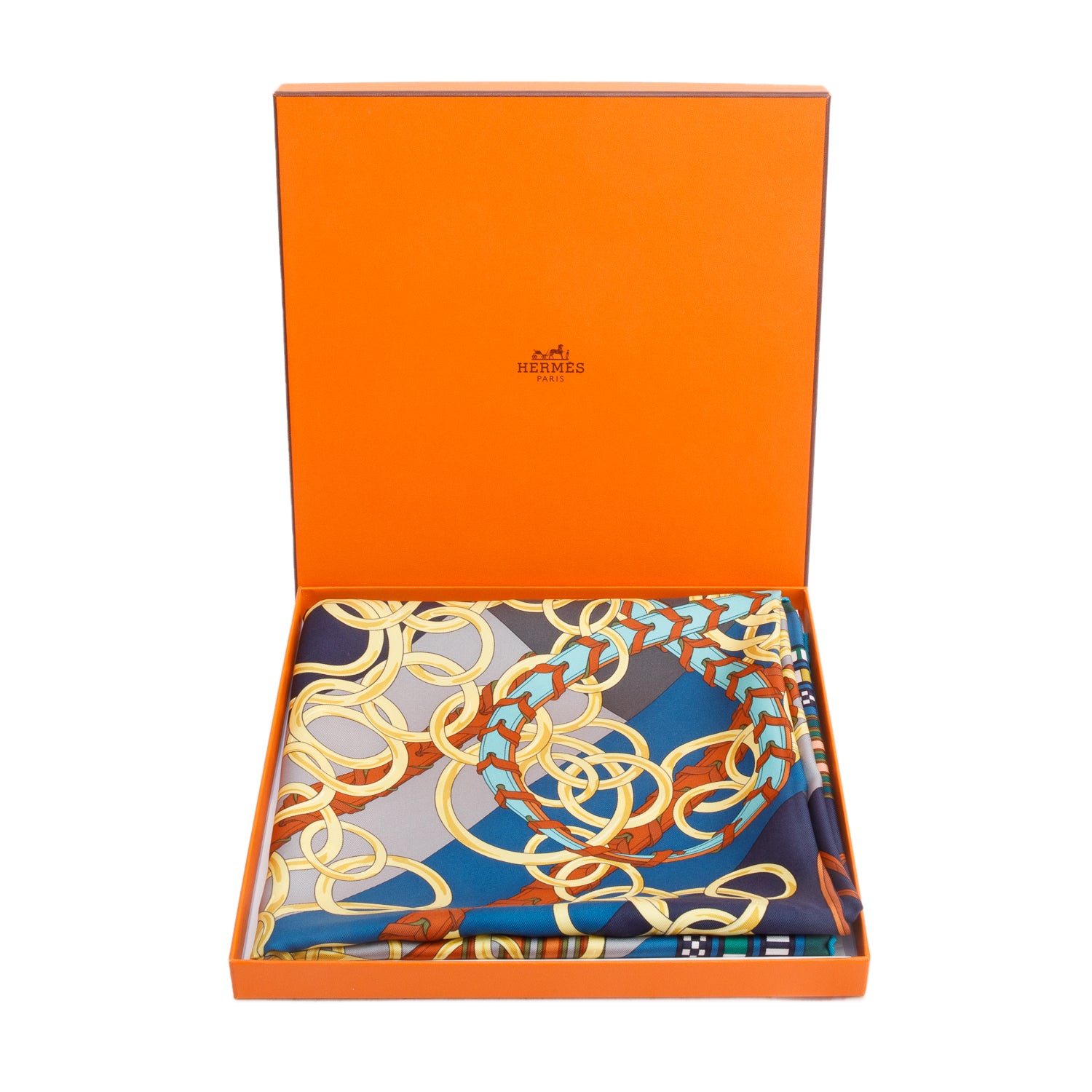 Hermes Multicolor 'Brides Et Gris Gris' Silk Scarf 90 w/ Box