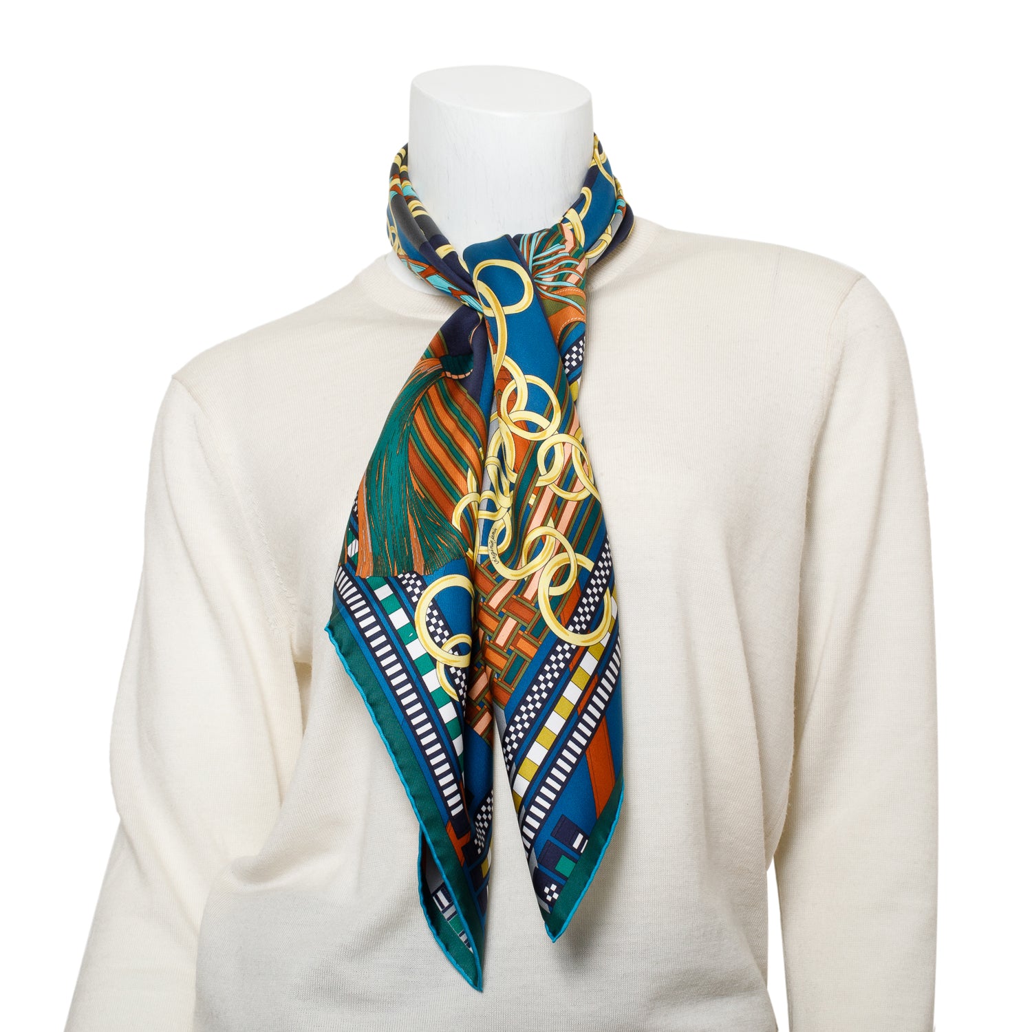 Hermes Multicolor 'Brides Et Gris Gris' Silk Scarf 90 w/ Box