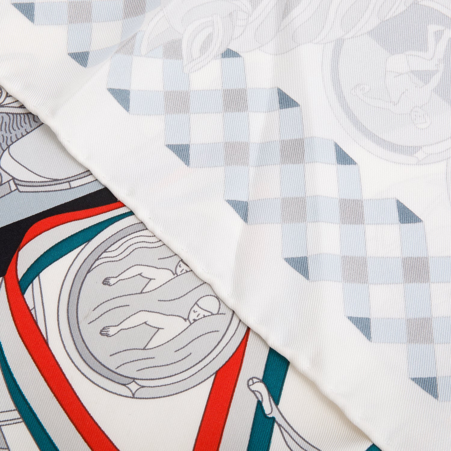 Hermes White/Multicolor 'Les Trophees' Silk Scarf 90 w/ Box