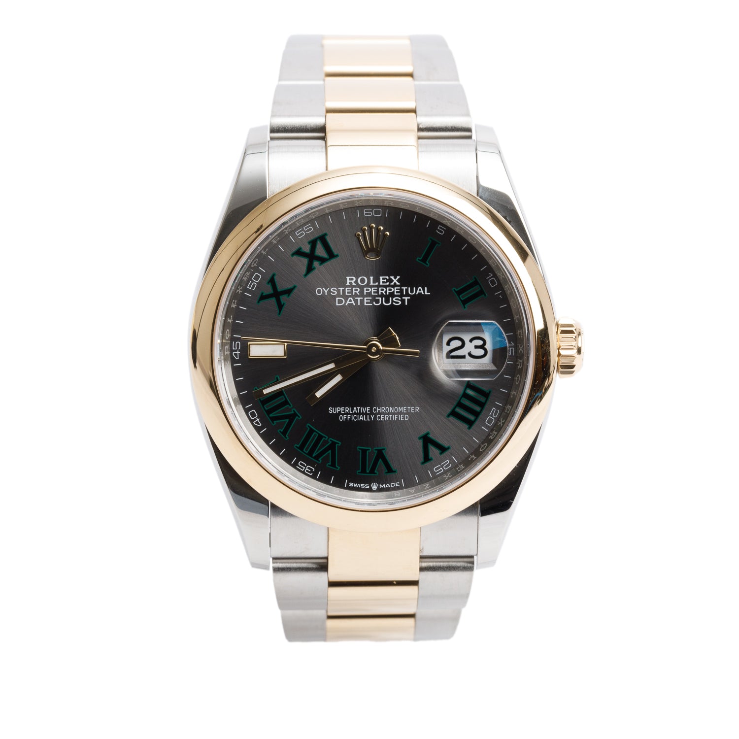 Rolex 2023 Stainless Steel & 18k Yellow Gold Datejust 36 MM Watch Wimbledon Dial 126203 w/ Box & Papers