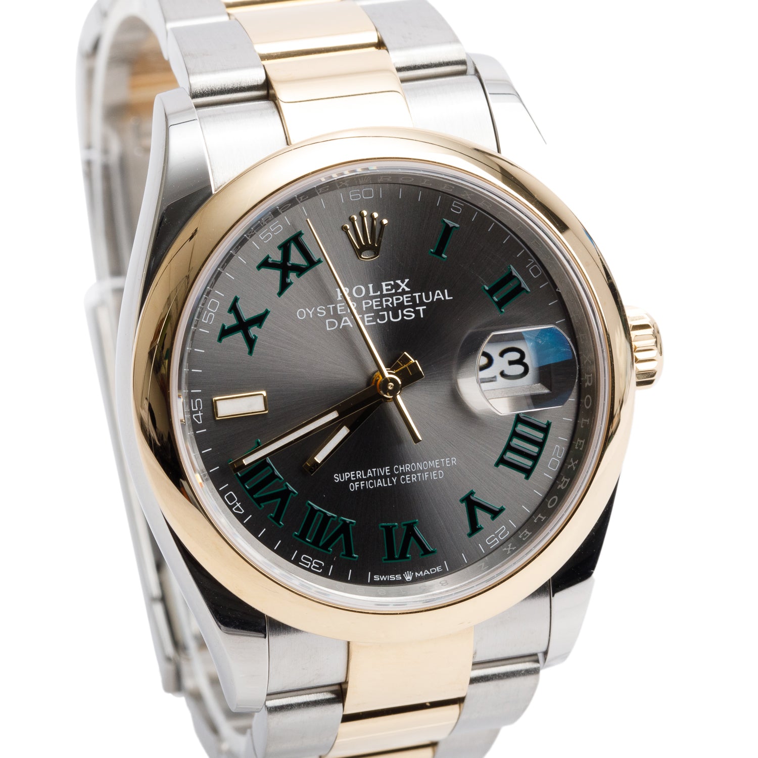 Rolex 2023 Stainless Steel & 18k Yellow Gold Datejust 36 MM Watch Wimbledon Dial 126203 w/ Box & Papers