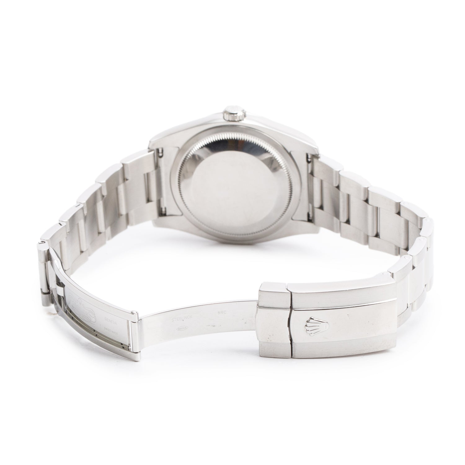 Rolex Stainless Steel Datejust Diamond Bezel 36 MM Datejust Watch Silver Floral Dial 116244 w/ Box