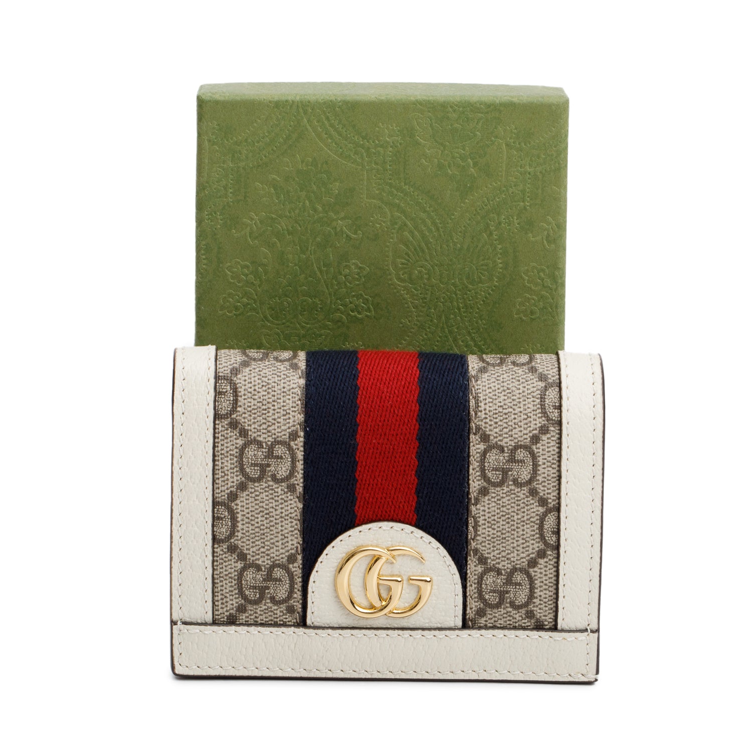 Gucci White Ophidia GG Supreme Canvas Card Case Wallet w/ Box