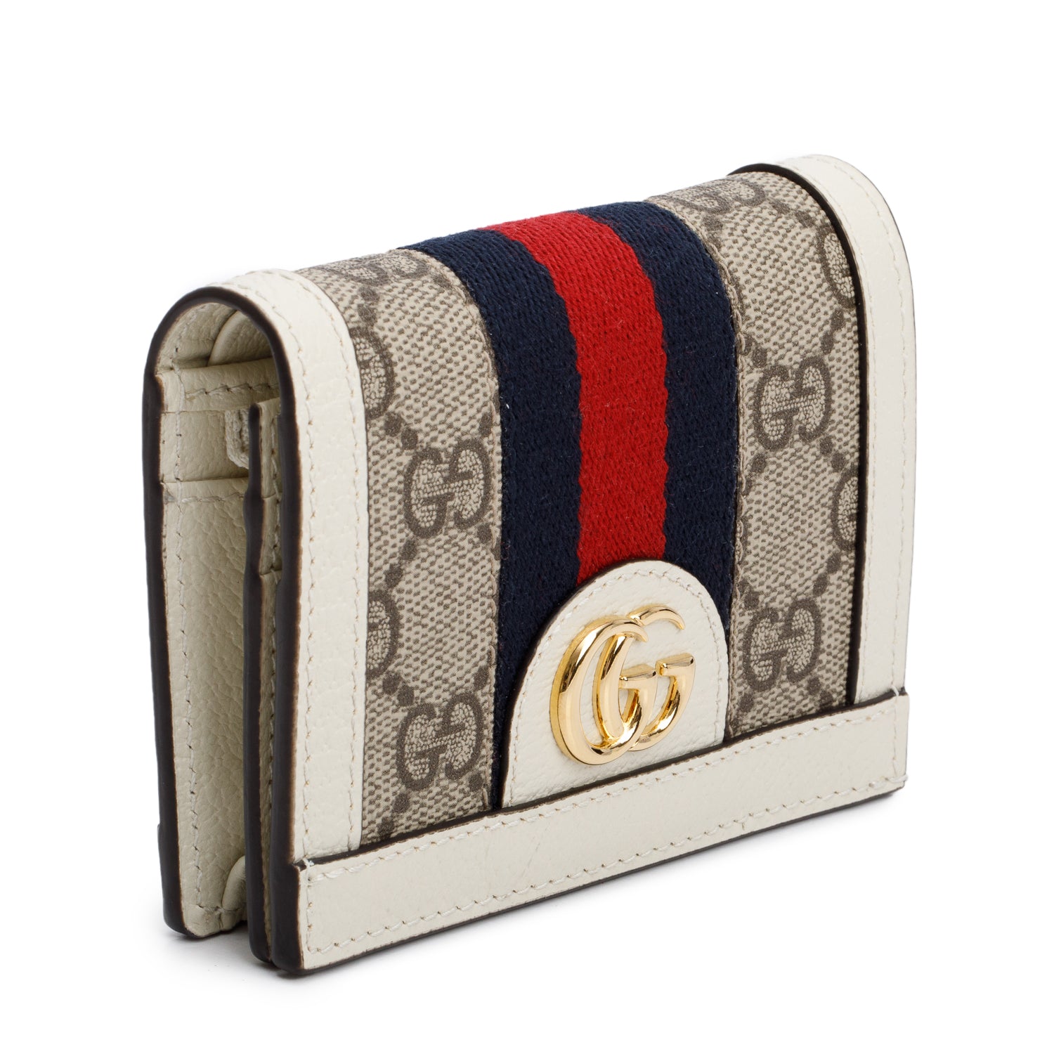 Gucci White Ophidia GG Supreme Canvas Card Case Wallet w/ Box