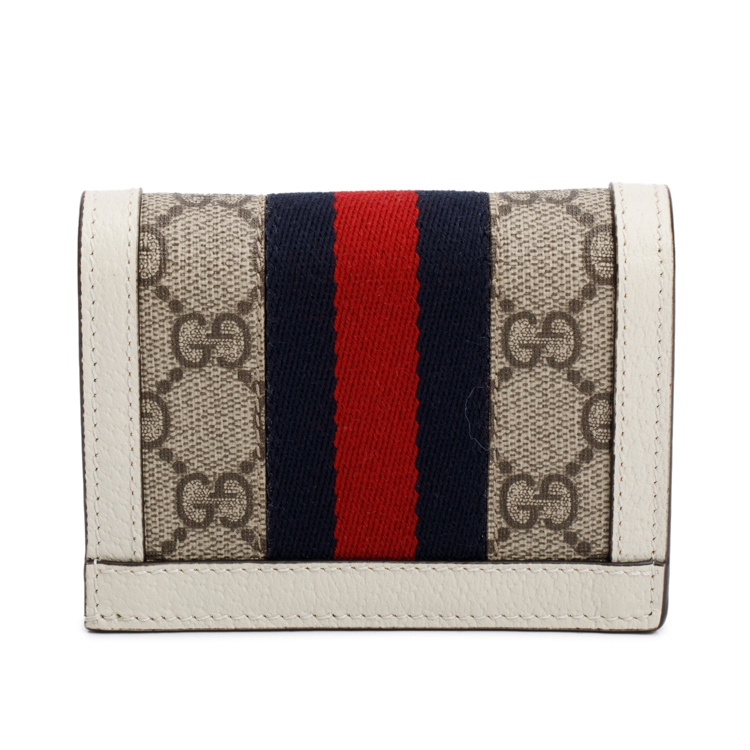 Gucci White Ophidia GG Supreme Canvas Card Case Wallet w/ Box