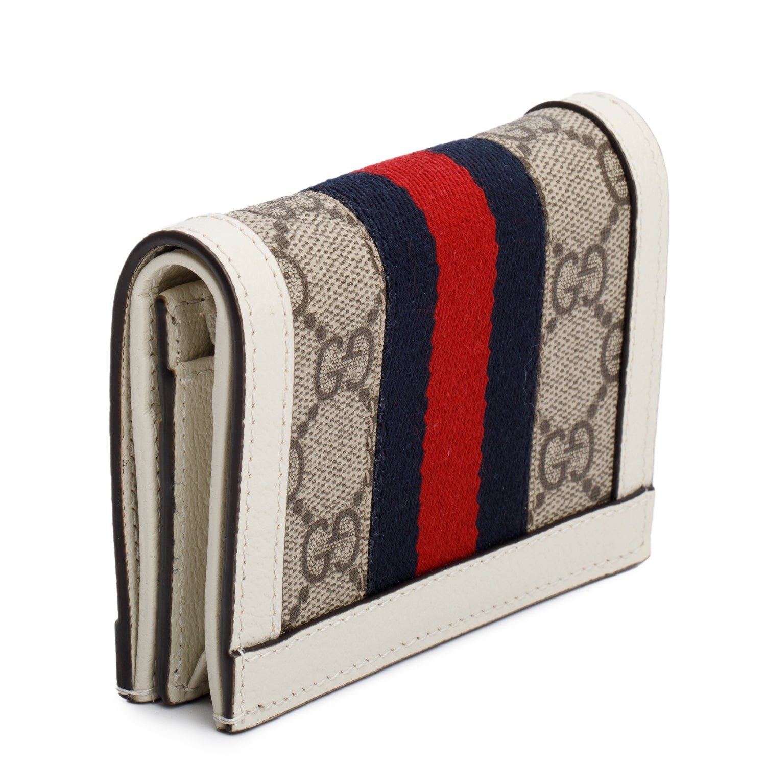 Gucci White Ophidia GG Supreme Canvas Card Case Wallet w/ Box