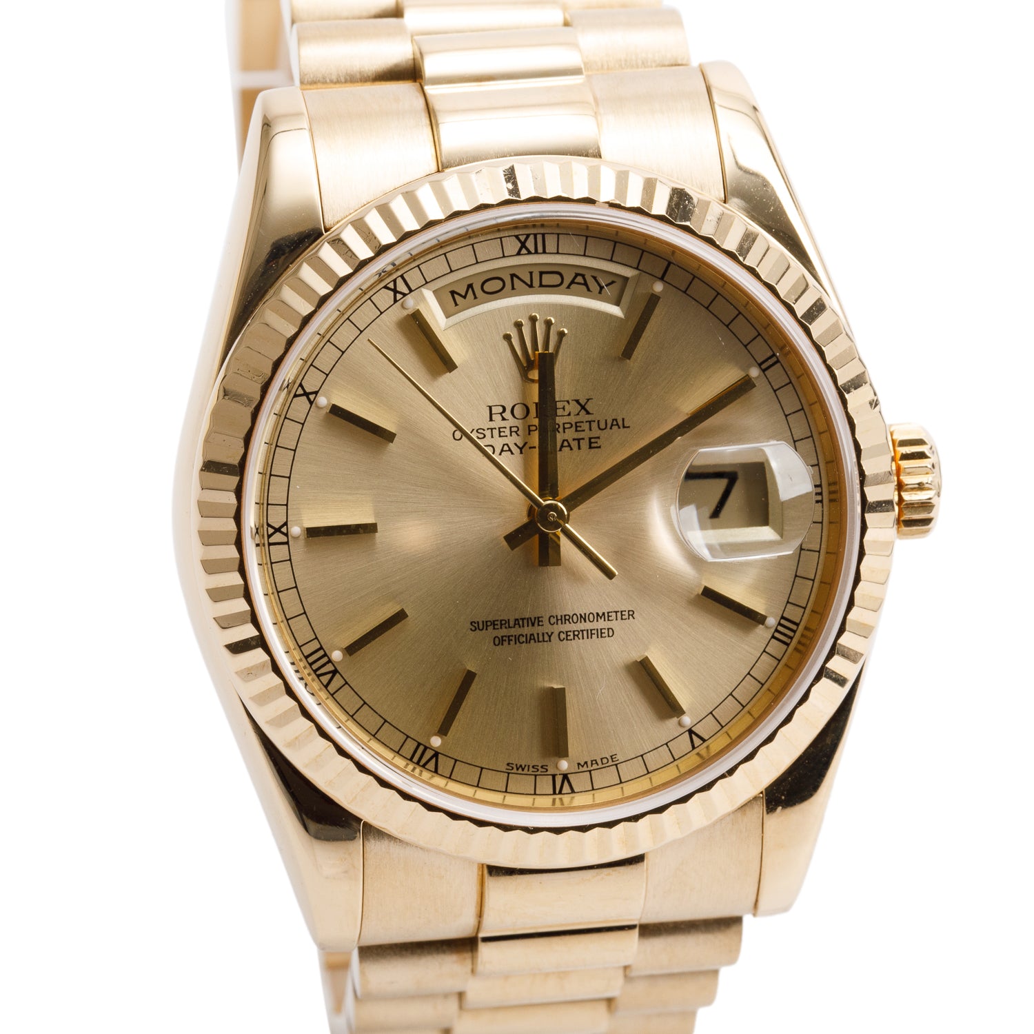 Rolex 18k Yellow Gold Day Date 36 MM President Watch 118238 w/ Box & Papers