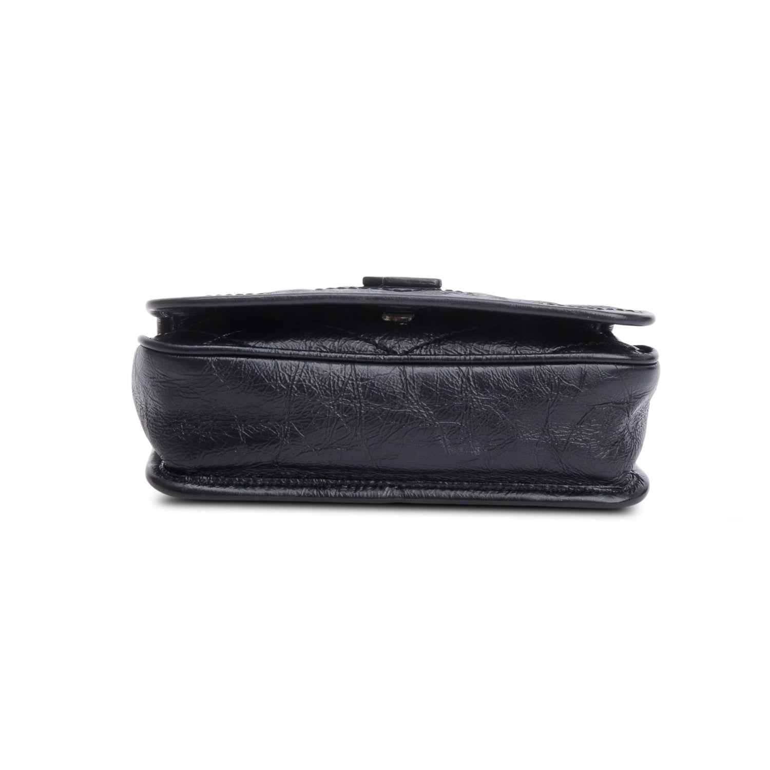 Saint Laurent Black Crinkled Calfskin Matelasse Leather Niki Chain Wallet