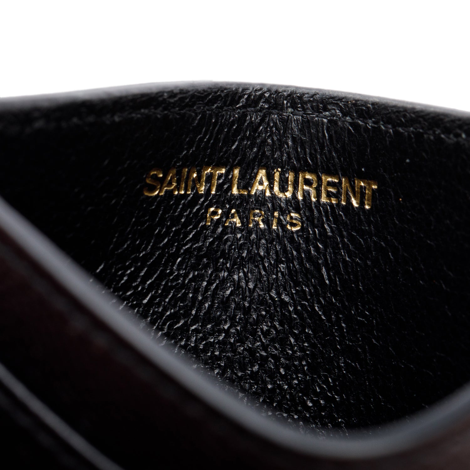 Saint Laurent Black Grain de Poudre Matelasse Chevron Leather Card Holder w/ Box