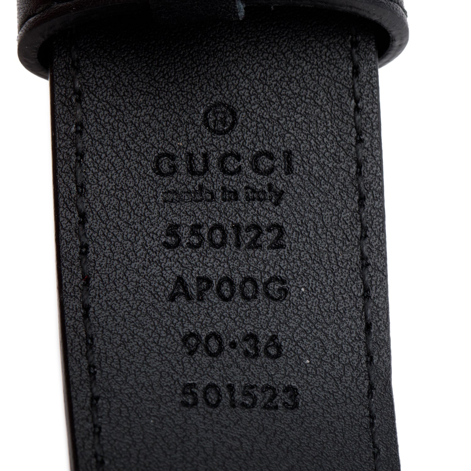Gucci Black Calfskin Leather Trapuntata Zumi 30 MM Belt, 90 36