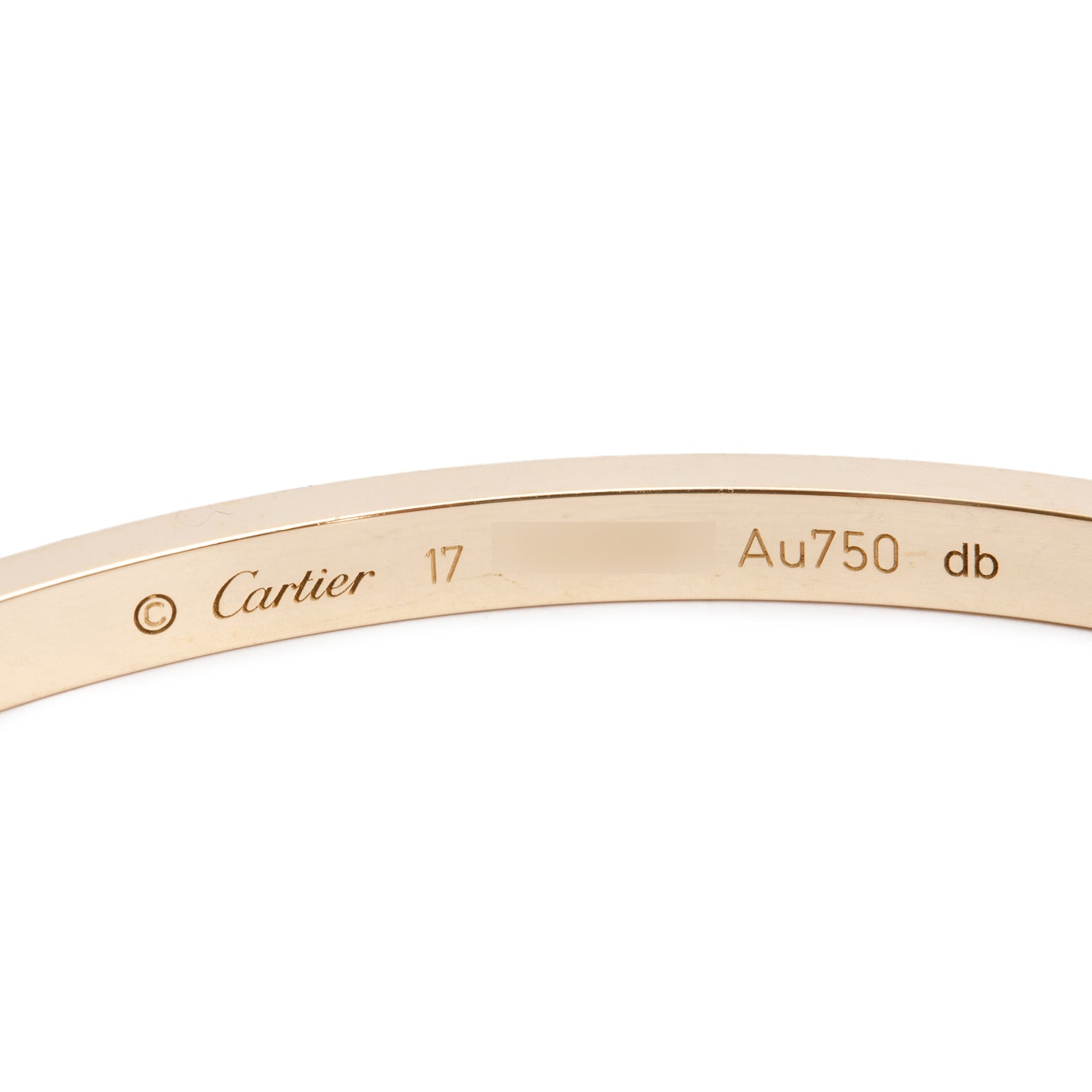 Cartier 18k Yellow Gold 3.65 MM Love Bracelet, Small Model, Size 17 w/ Certificate & Receipt