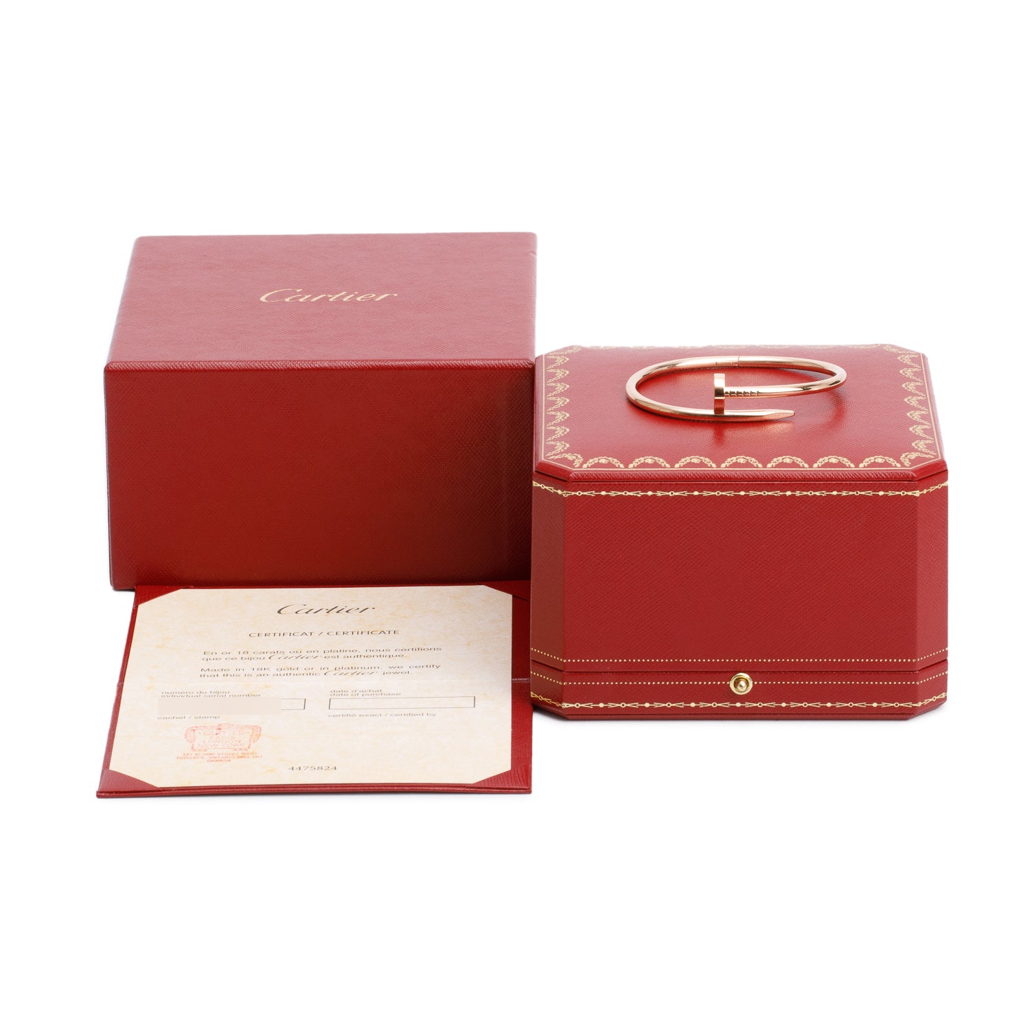 Cartier 18k Rose Gold Juste Un Clou Bracelet, Size 17 w/ Box & Certificate