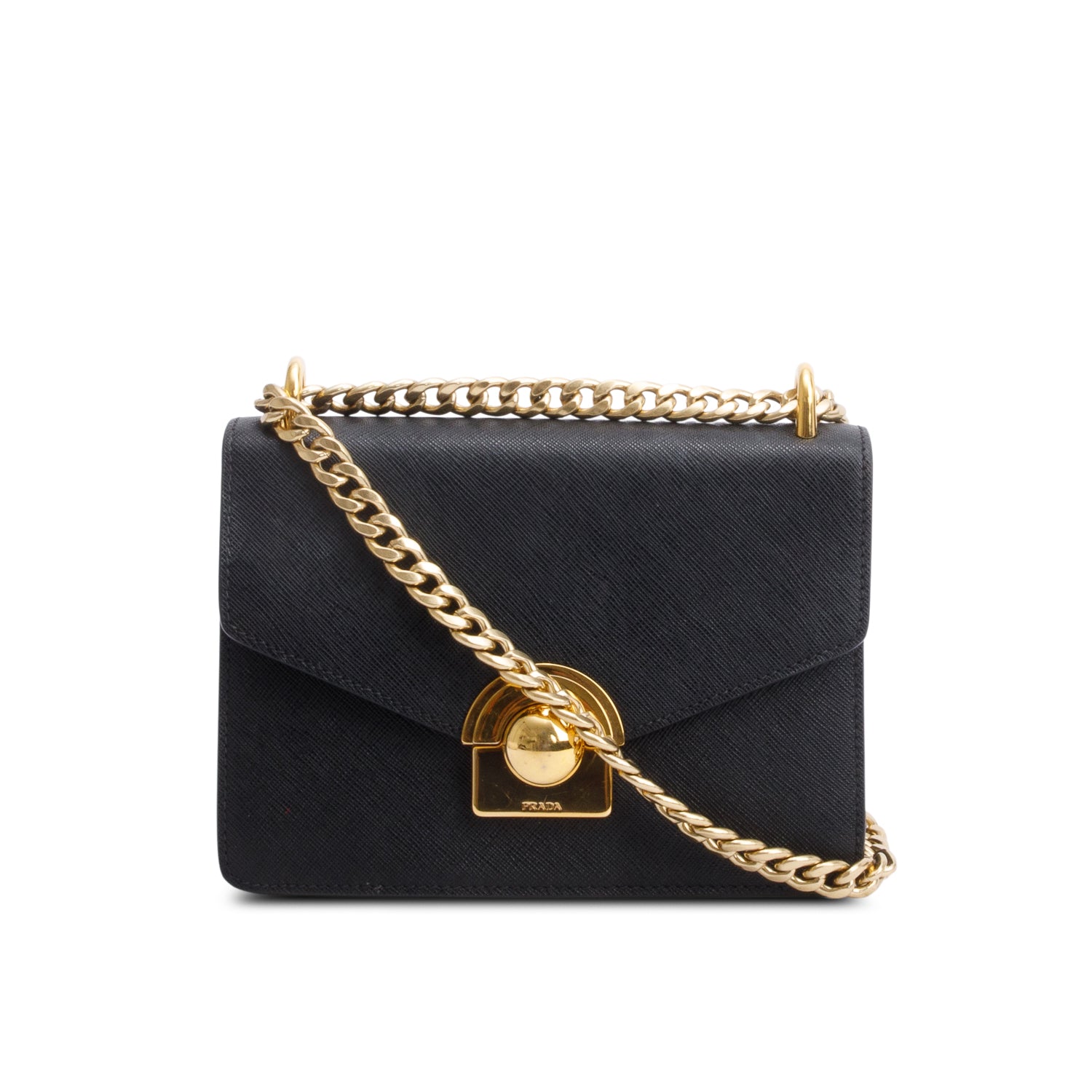 Prada Black Saffiano Soft Calf Leather Arcade Shoulder Bag w/ Authentcity Card