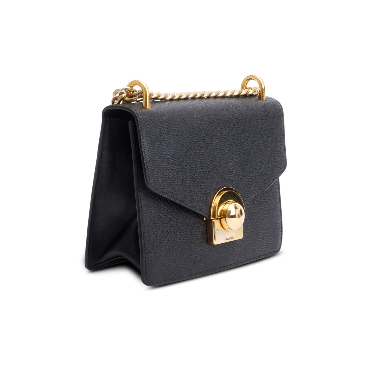 Prada Black Saffiano Soft Calf Leather Arcade Shoulder Bag w/ Authentcity Card