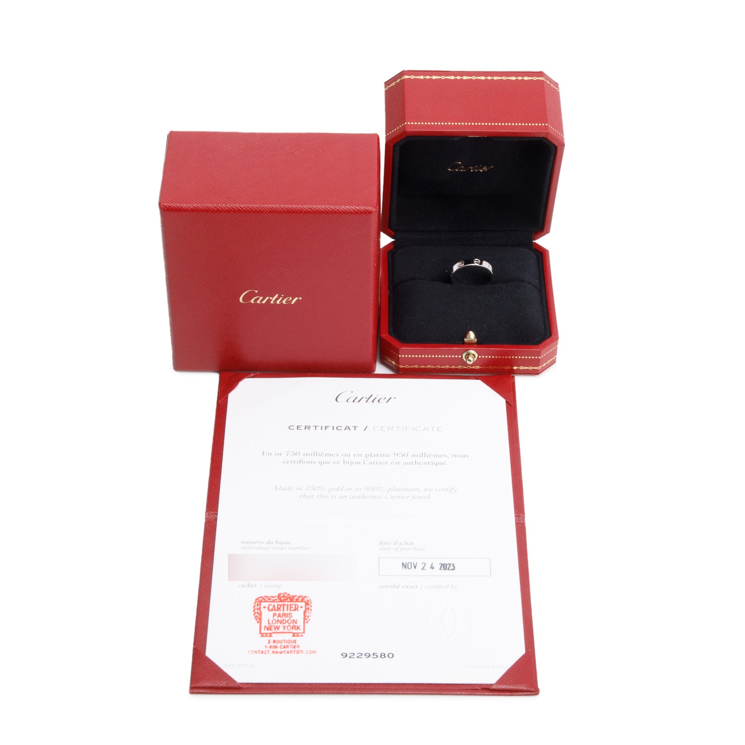 Cartier 2023 18k White Gold 3.6 MM Love Wedding Band Ring, Size 50 5.25 w/ Box & Certificate