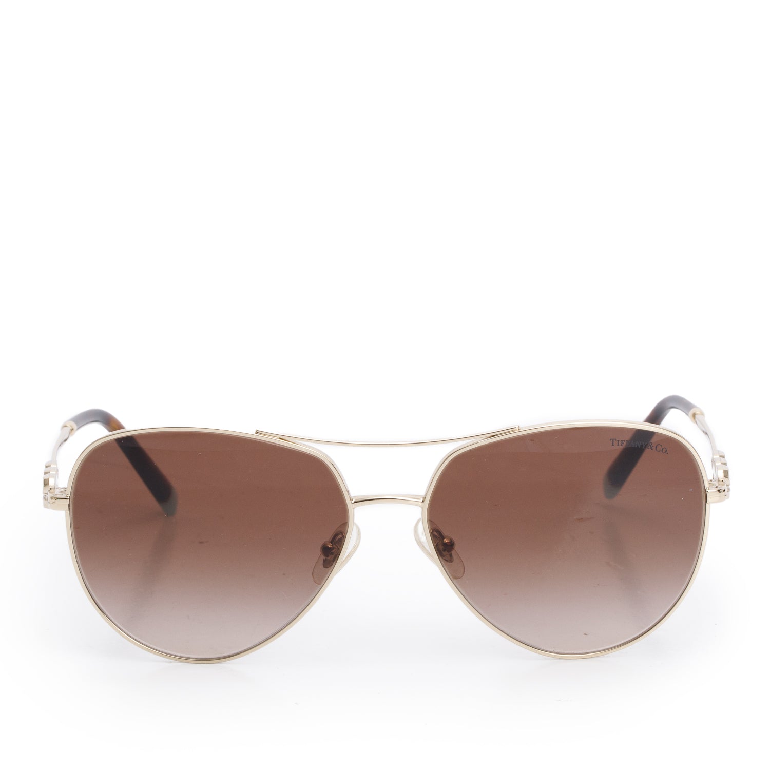 Tiffany & Co. TF3083B Gold Tone Metal Crystal Aviator Sunglasses w/ Box & Case