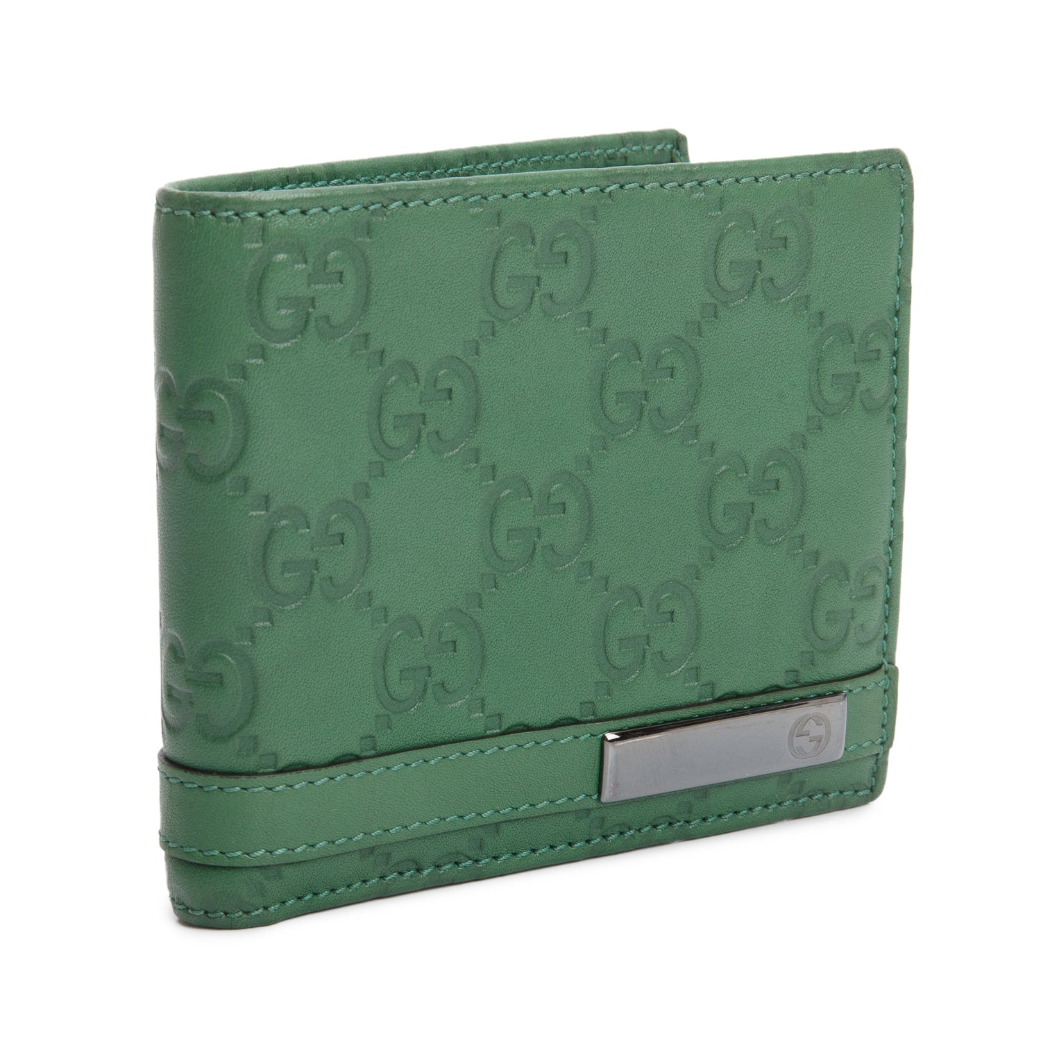 Gucci Green GG Signature Leather Bifold Wallet w/ Box