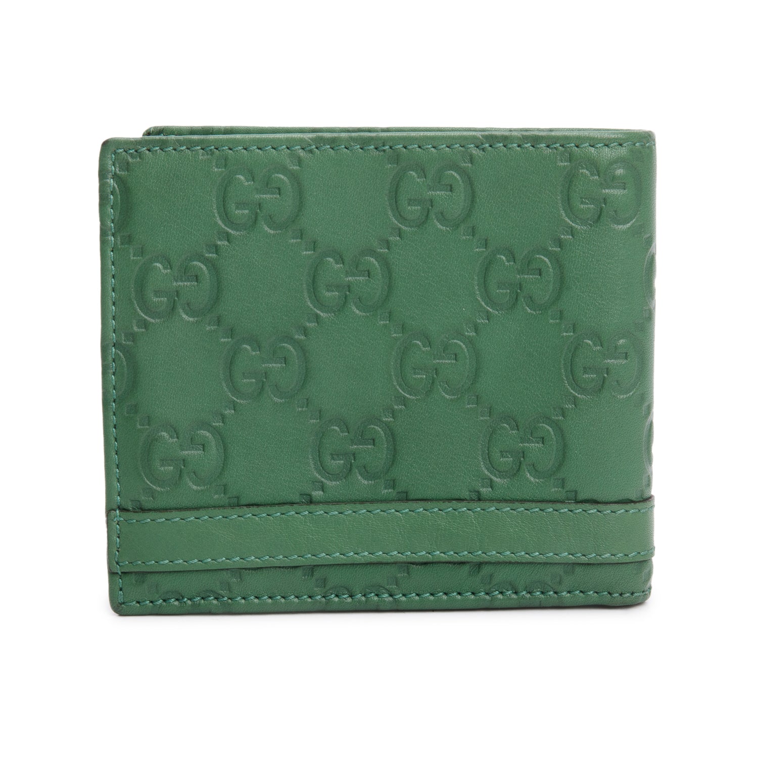 Gucci Green GG Signature Leather Bifold Wallet w/ Box