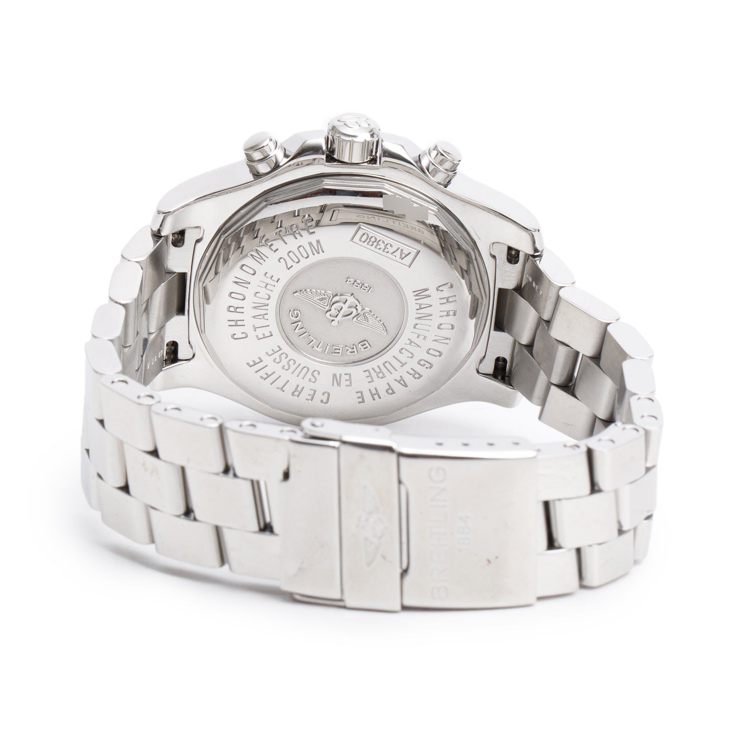 Breitling Stainless Steel Colt 41.5 MM Chronograph Quartz Watch Black Dial A73380 w/ Box & Papers