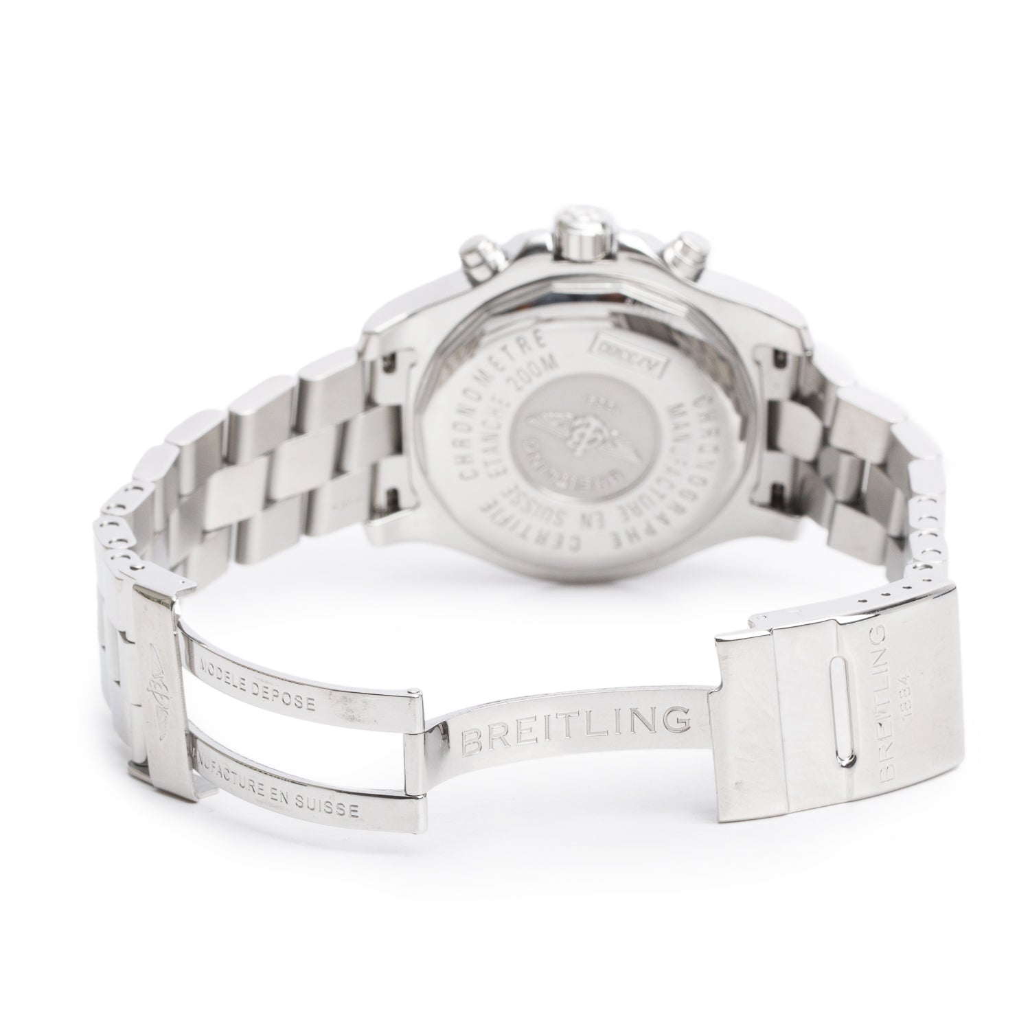 Breitling Stainless Steel Colt 41.5 MM Chronograph Quartz Watch Black Dial A73380 w/ Box & Papers