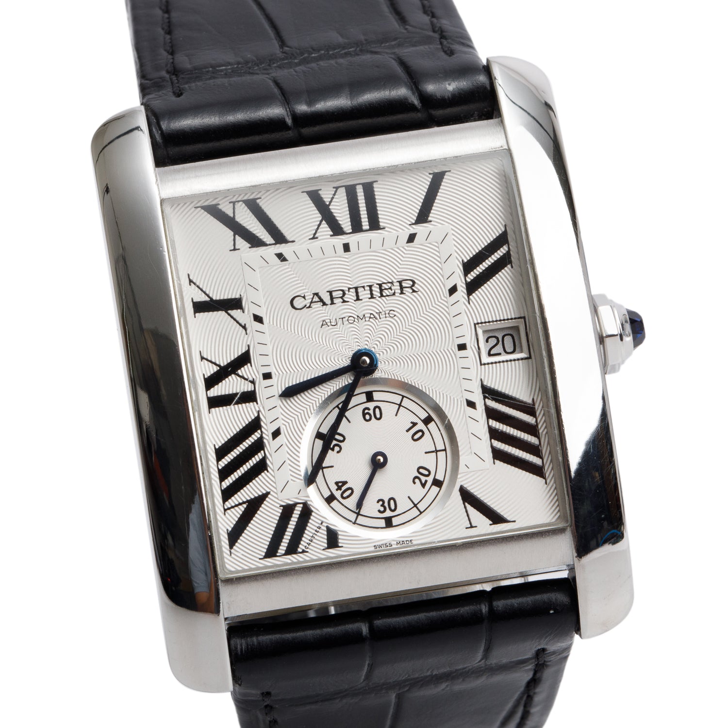 Cartier Stainless Steel Tank MC Automatic Watch, Large Model 3589 w/ Box, Papers & Receipt