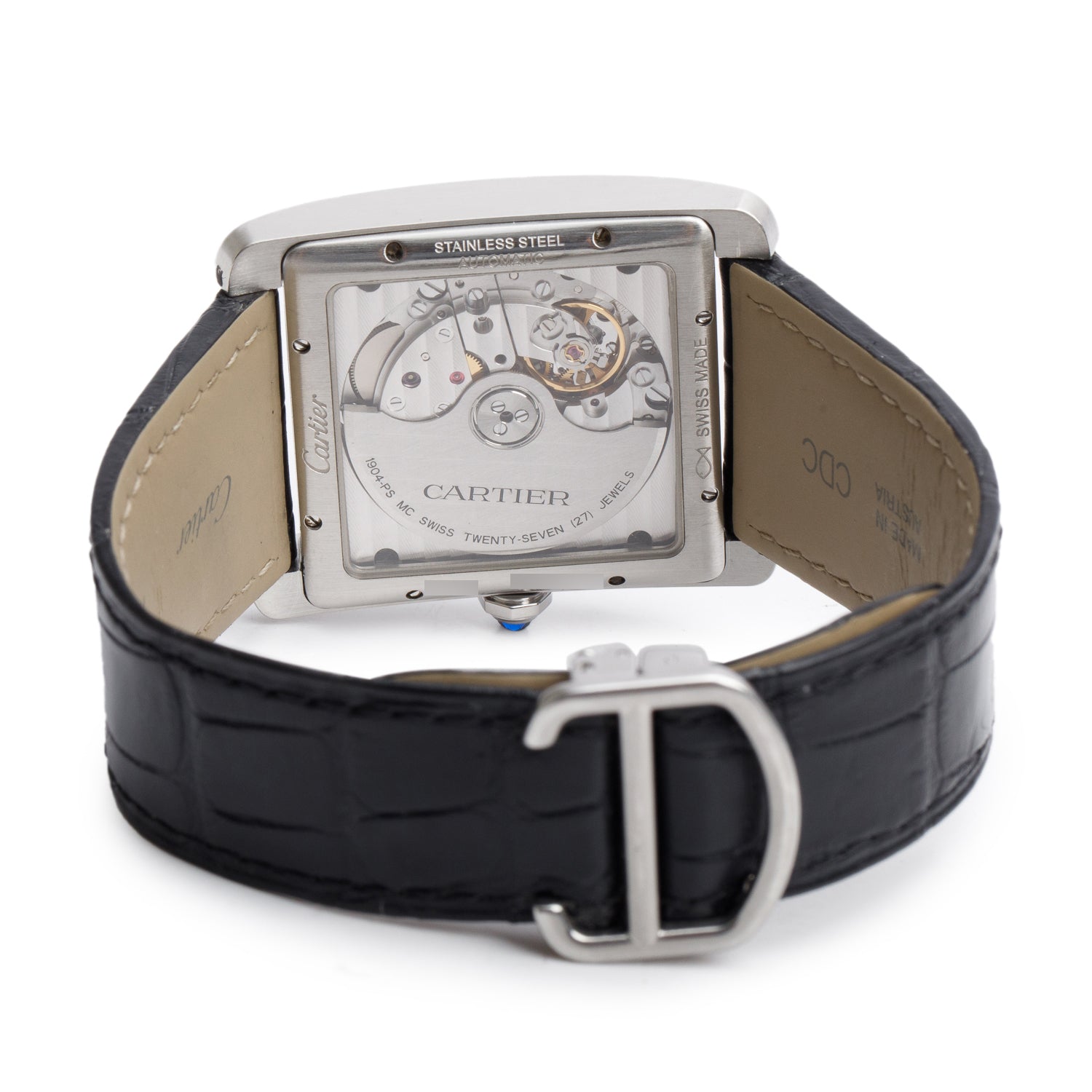 Cartier Stainless Steel Tank MC Automatic Watch, Large Model 3589 w/ Box, Papers & Receipt