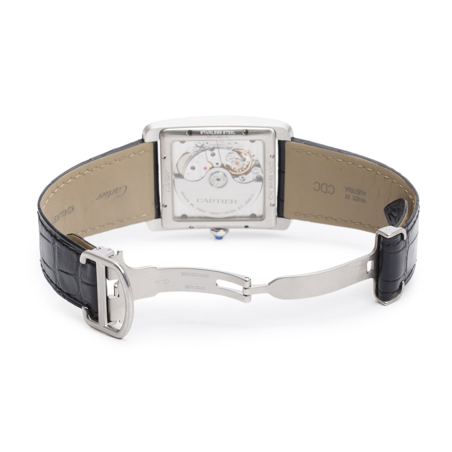 Cartier Stainless Steel Tank MC Automatic Watch, Large Model 3589 w/ Box, Papers & Receipt