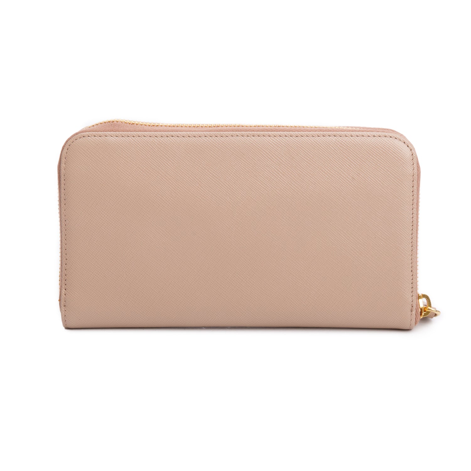 Prada Beige Saffiano Leather Zip Around Wallet w/ Box