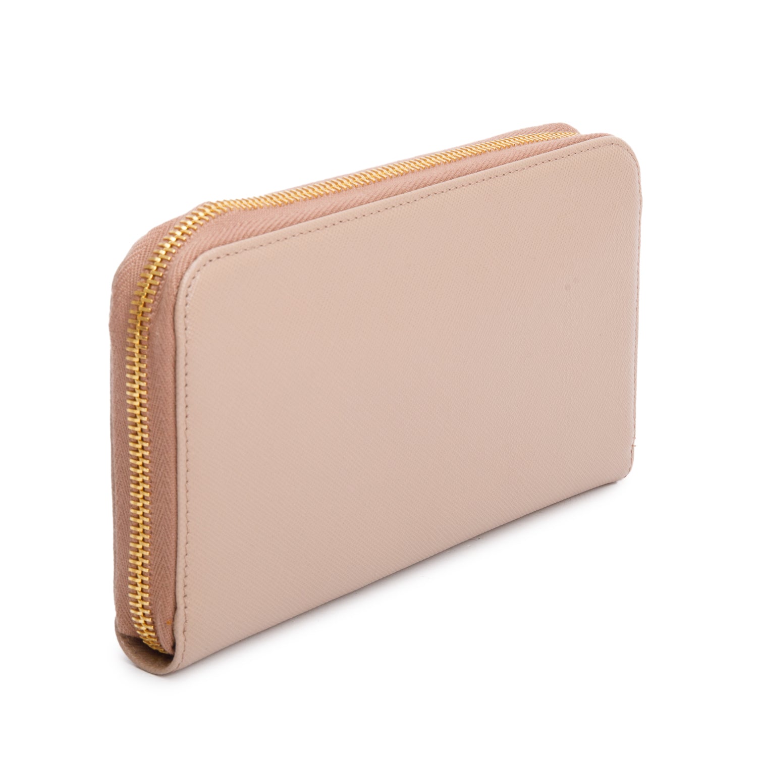 Prada Beige Saffiano Leather Zip Around Wallet w/ Box