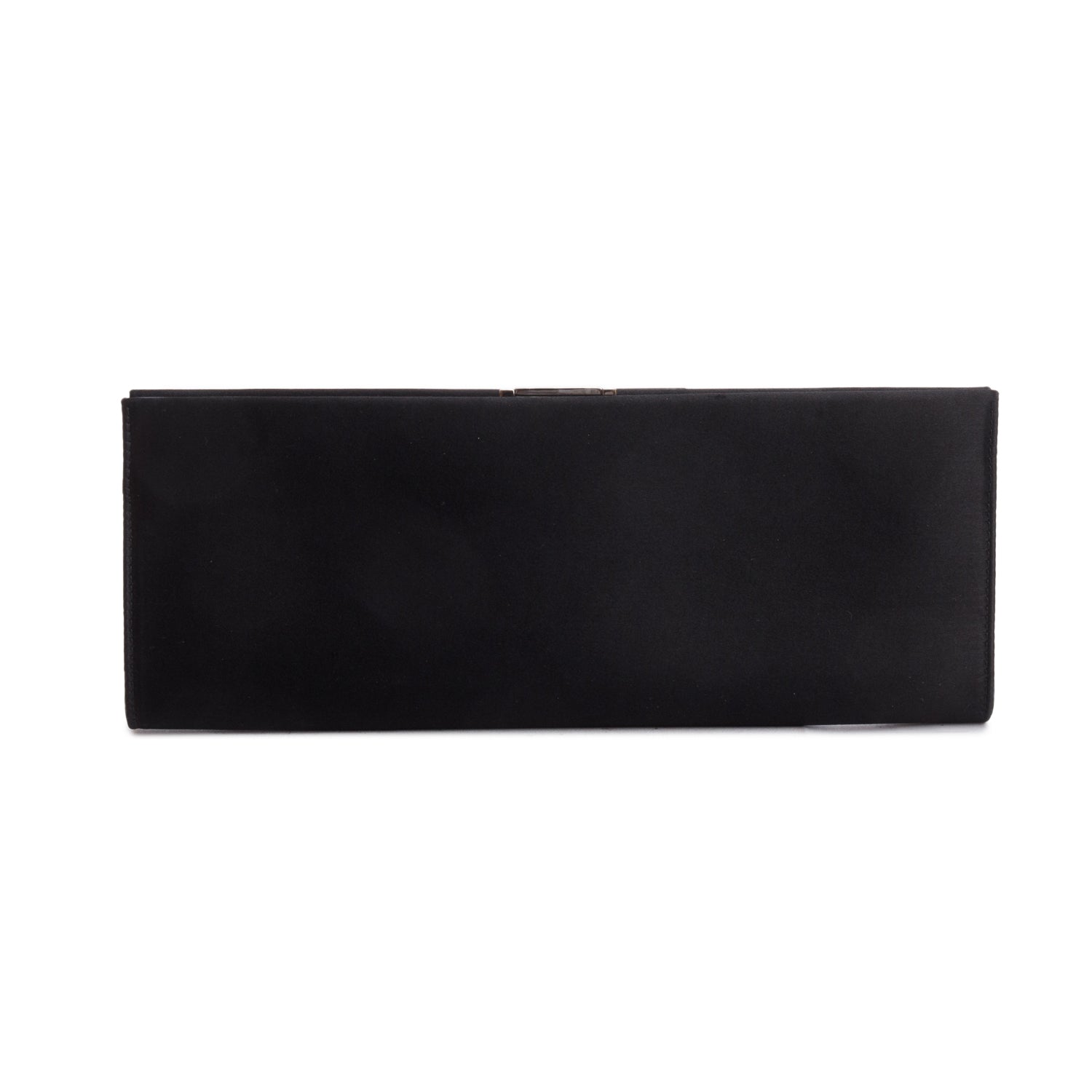 Ferragamo Black Satin Leather Musa Clutch Bag