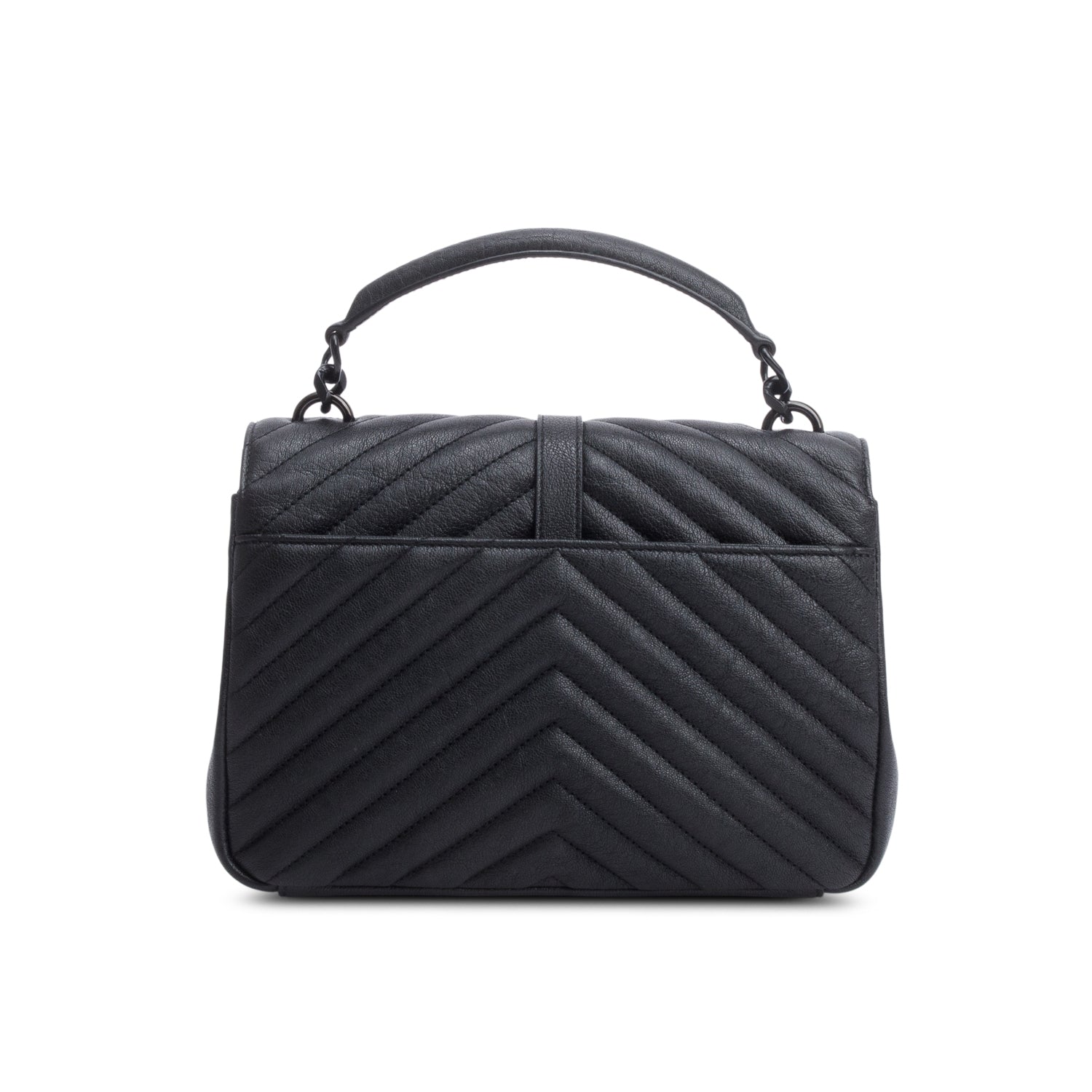 Saint Laurent Black Leather Medium Chevron College Bag