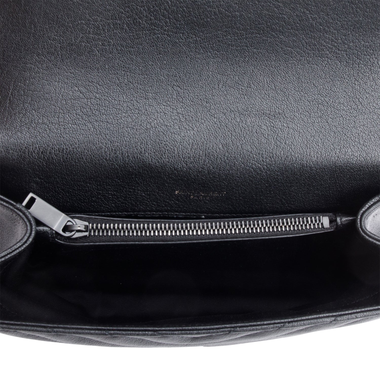 Saint Laurent Black Leather Medium Chevron College Bag