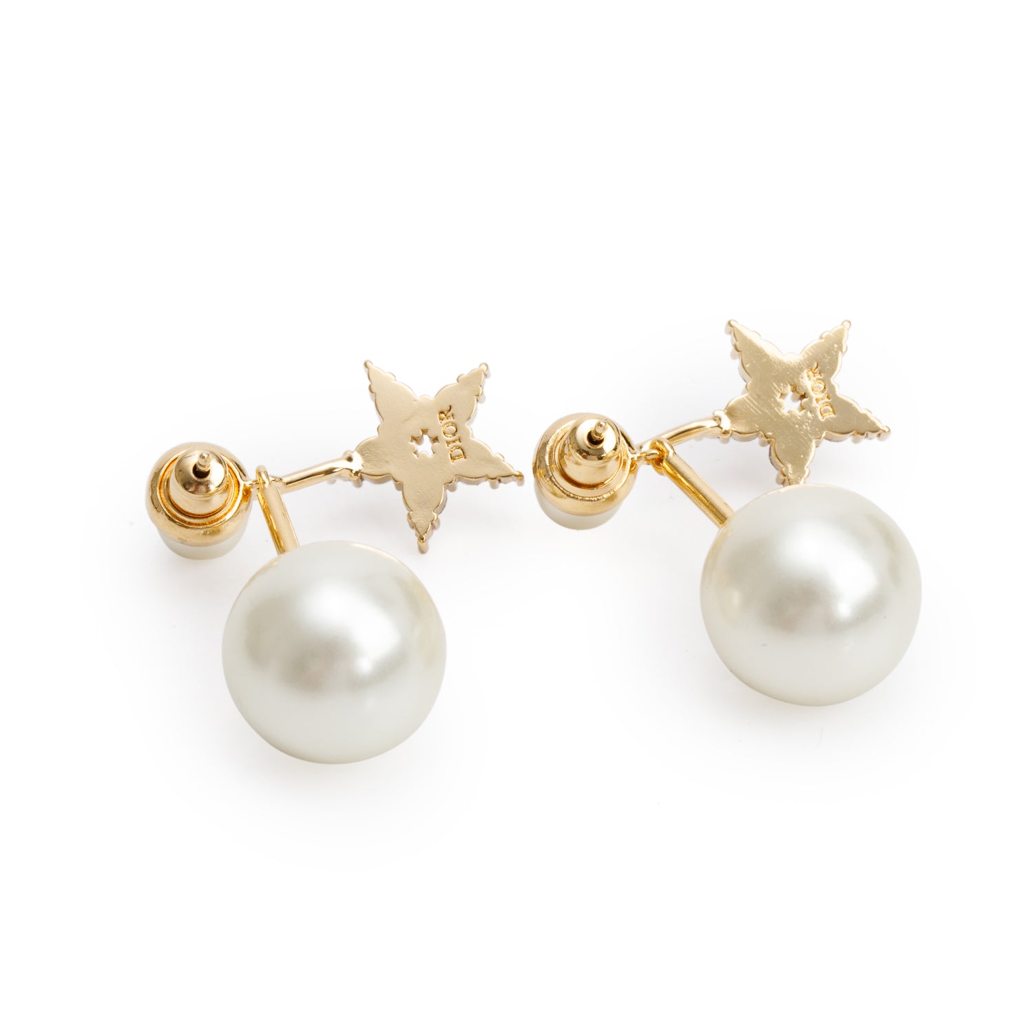 Christian Dior Gold-Plated Metal Faux Pearl & Crystal MyABCDior Tribales Earrings w/ Box