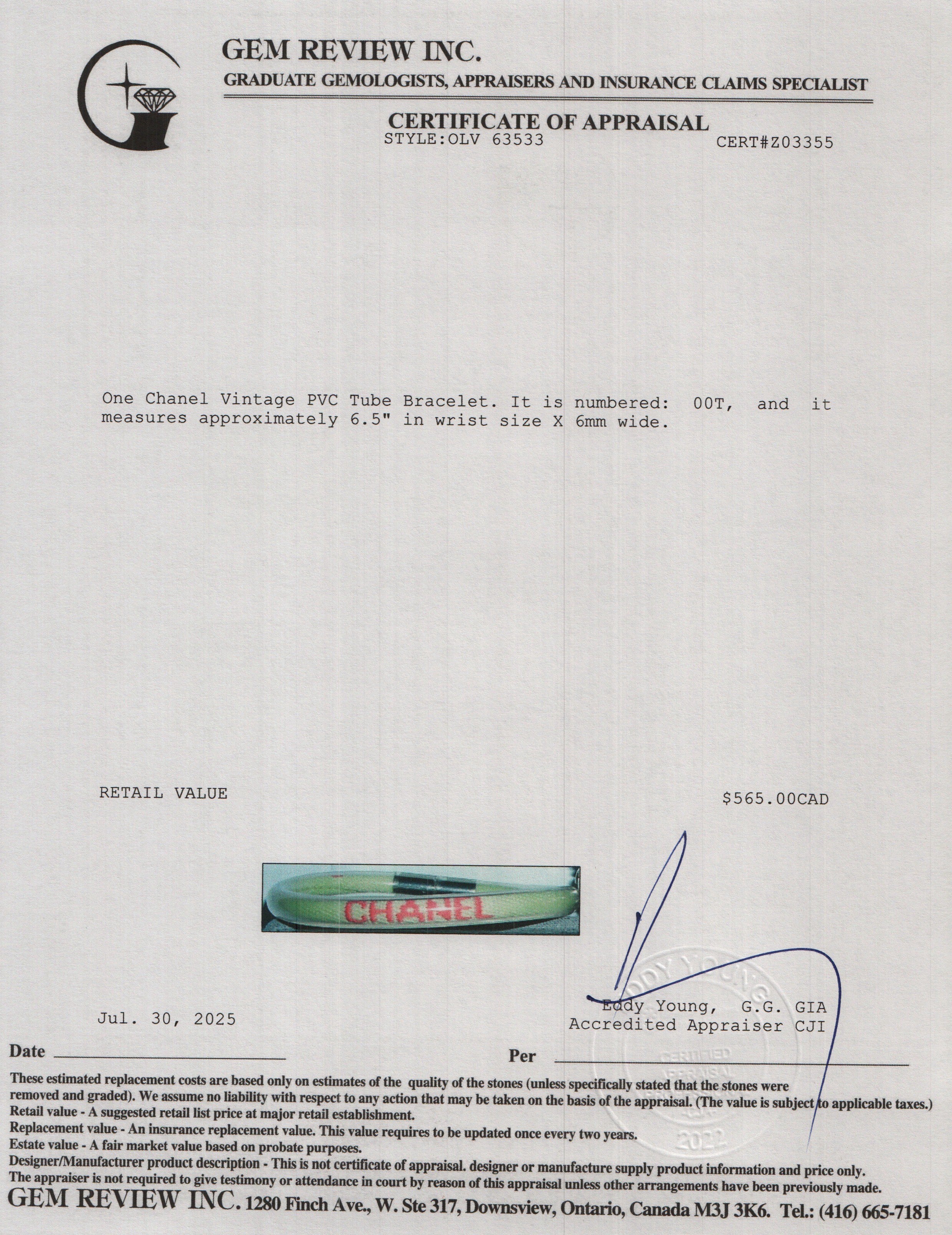 Chanel Vintage PVC Tube Bracelet