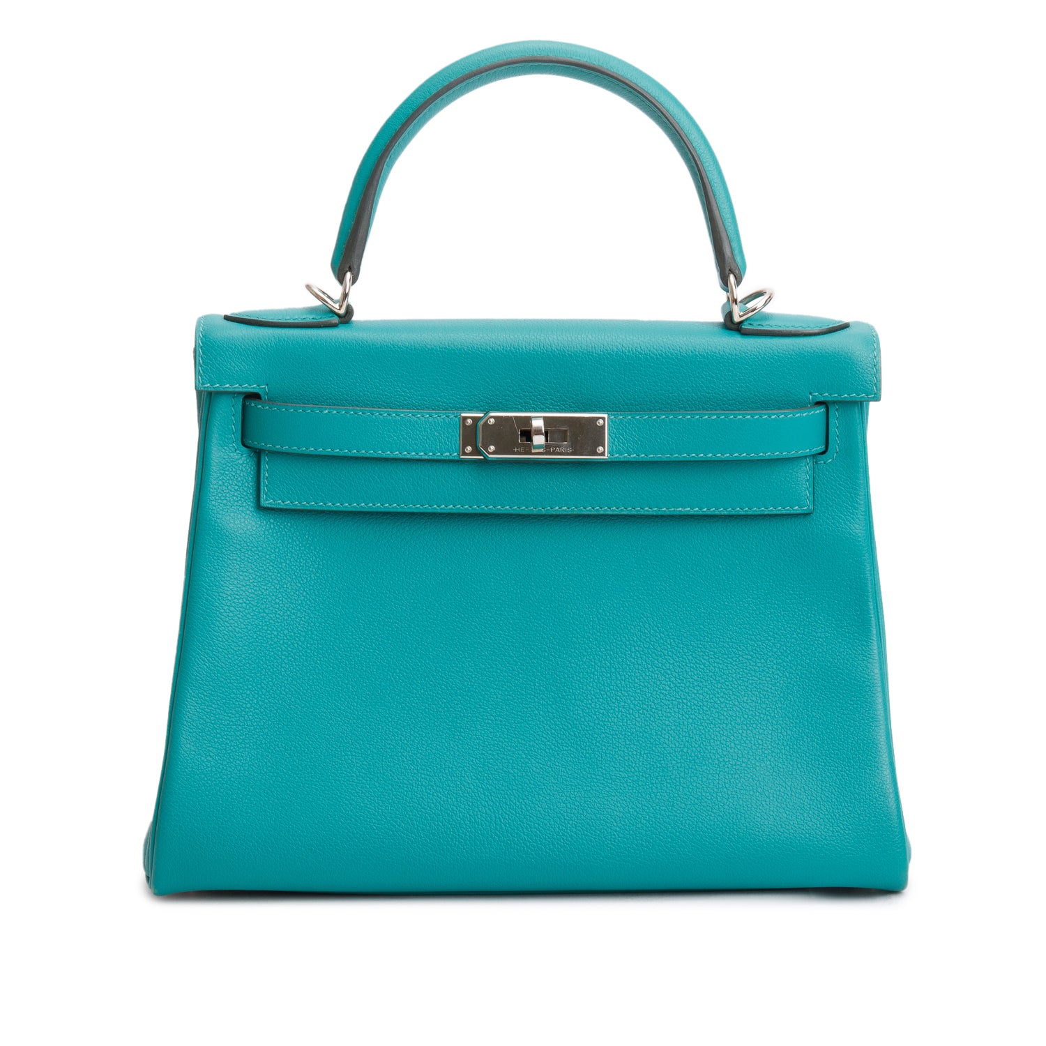 Hermes Bleu Paon & Blue Azteque Evercolor Kelly II Retourne 28 w/ Strap & Box