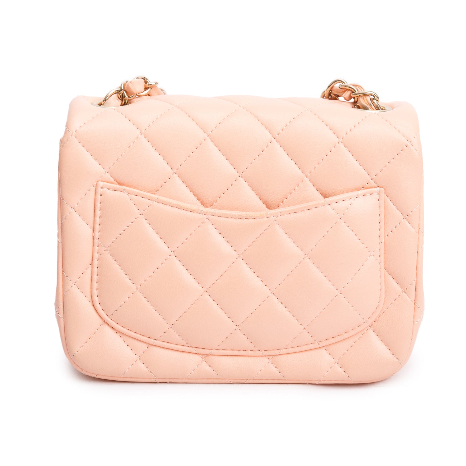 Chanel 2022 Peach Quilted Lambskin Leather Classic Square Mini Flap Bag w/Box & Receipt