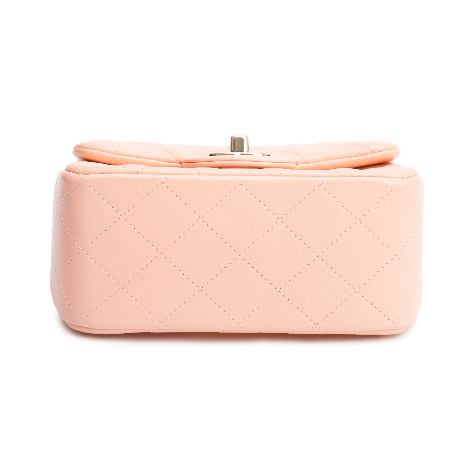 Chanel 2022 Peach Quilted Lambskin Leather Classic Square Mini Flap Bag w/Box & Receipt