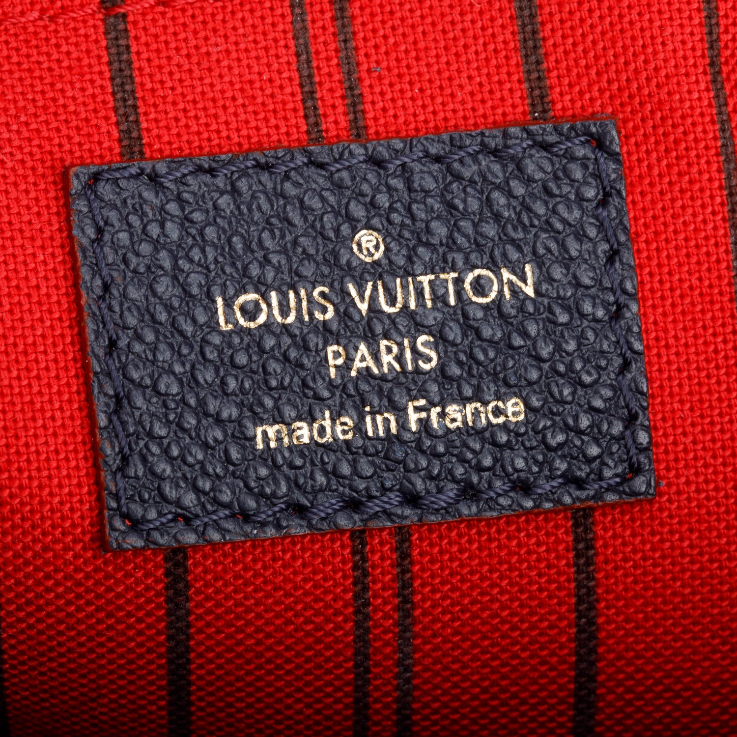 Louis Vuitton Navy Monogram Empreinte Leather Montaigne BB w/ Strap & Box