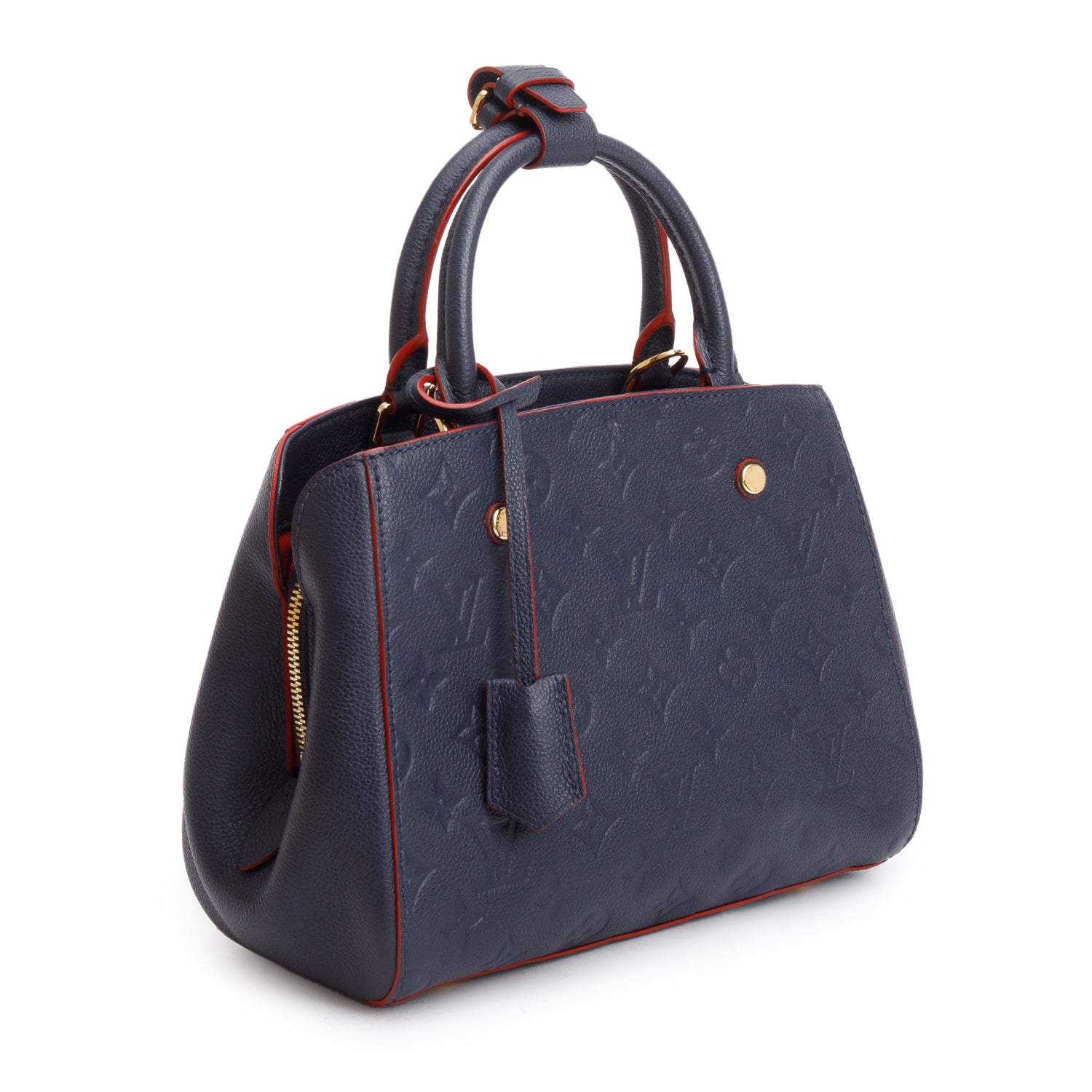 Louis Vuitton Navy Monogram Empreinte Leather Montaigne BB w/ Strap & Box