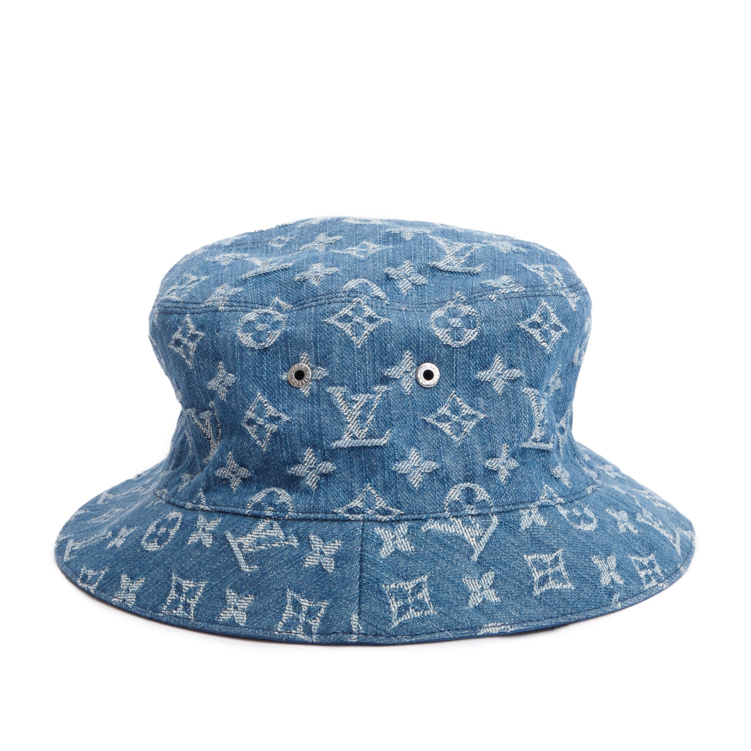 Louis Vuitton 2021 Blue Monogram Denim Essential Bucket Hat, Size 60 w/ Box