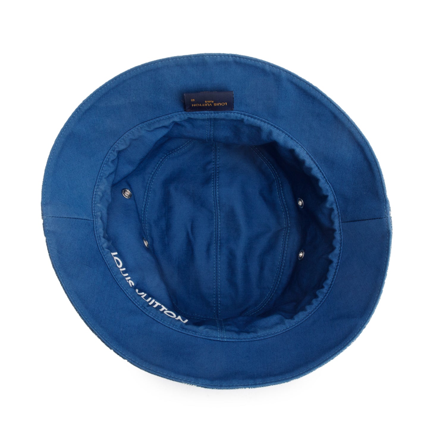 Louis Vuitton 2021 Blue Monogram Denim Essential Bucket Hat, Size 60 w/ Box