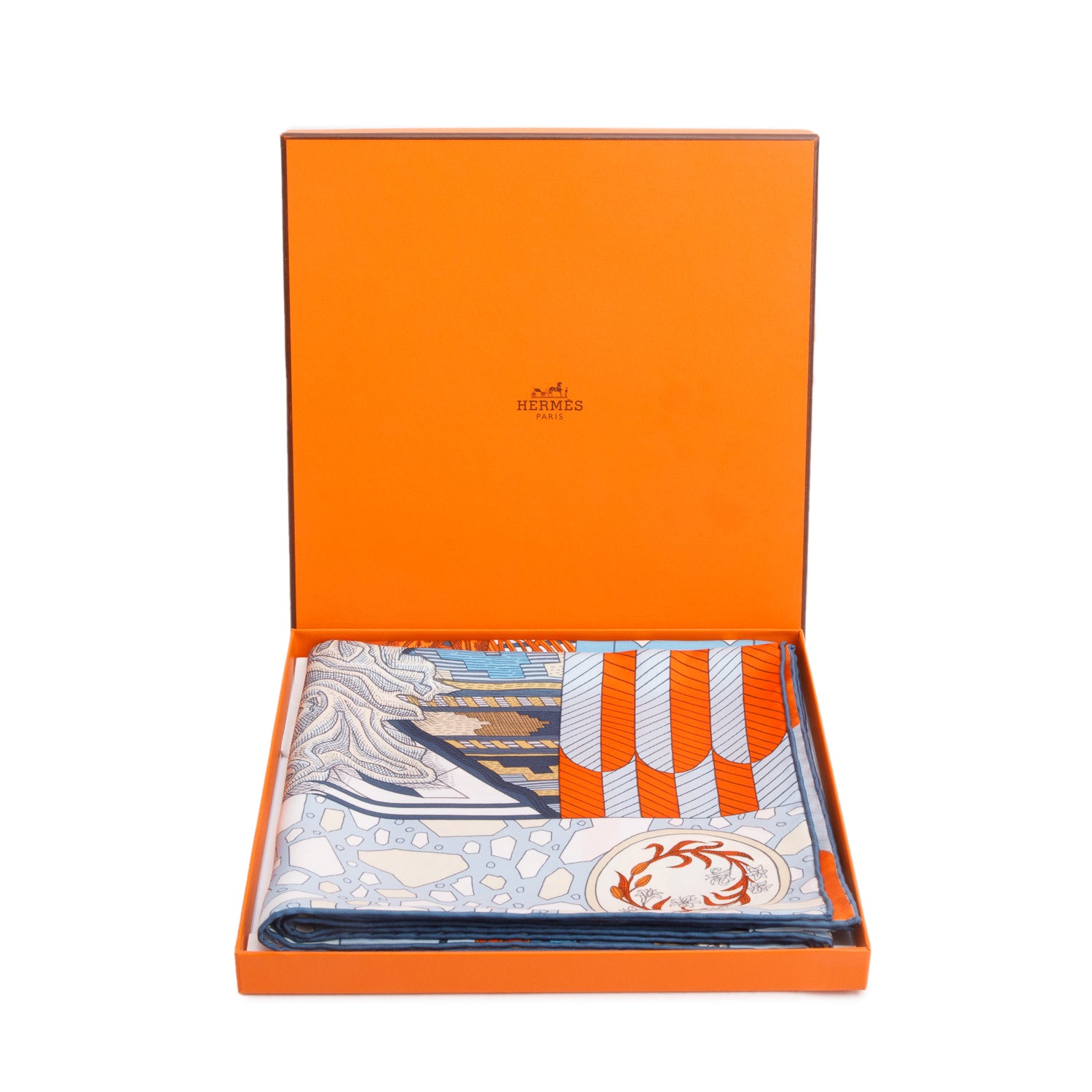 Hermes Blue/Multicolor 'La Danse Des Amazones' Silk Scarf 90 w/ Box