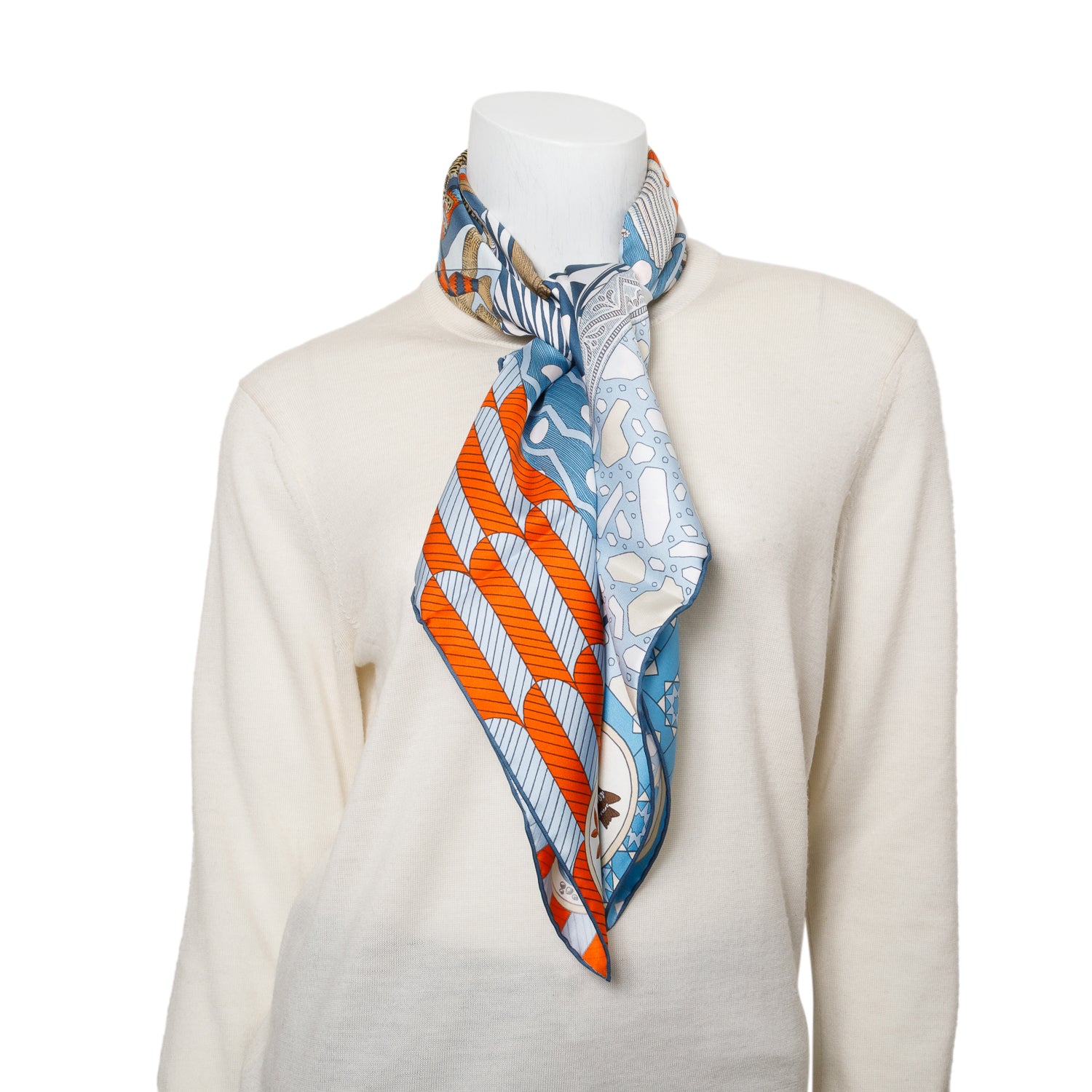 Hermes Blue/Multicolor 'La Danse Des Amazones' Silk Scarf 90 w/ Box