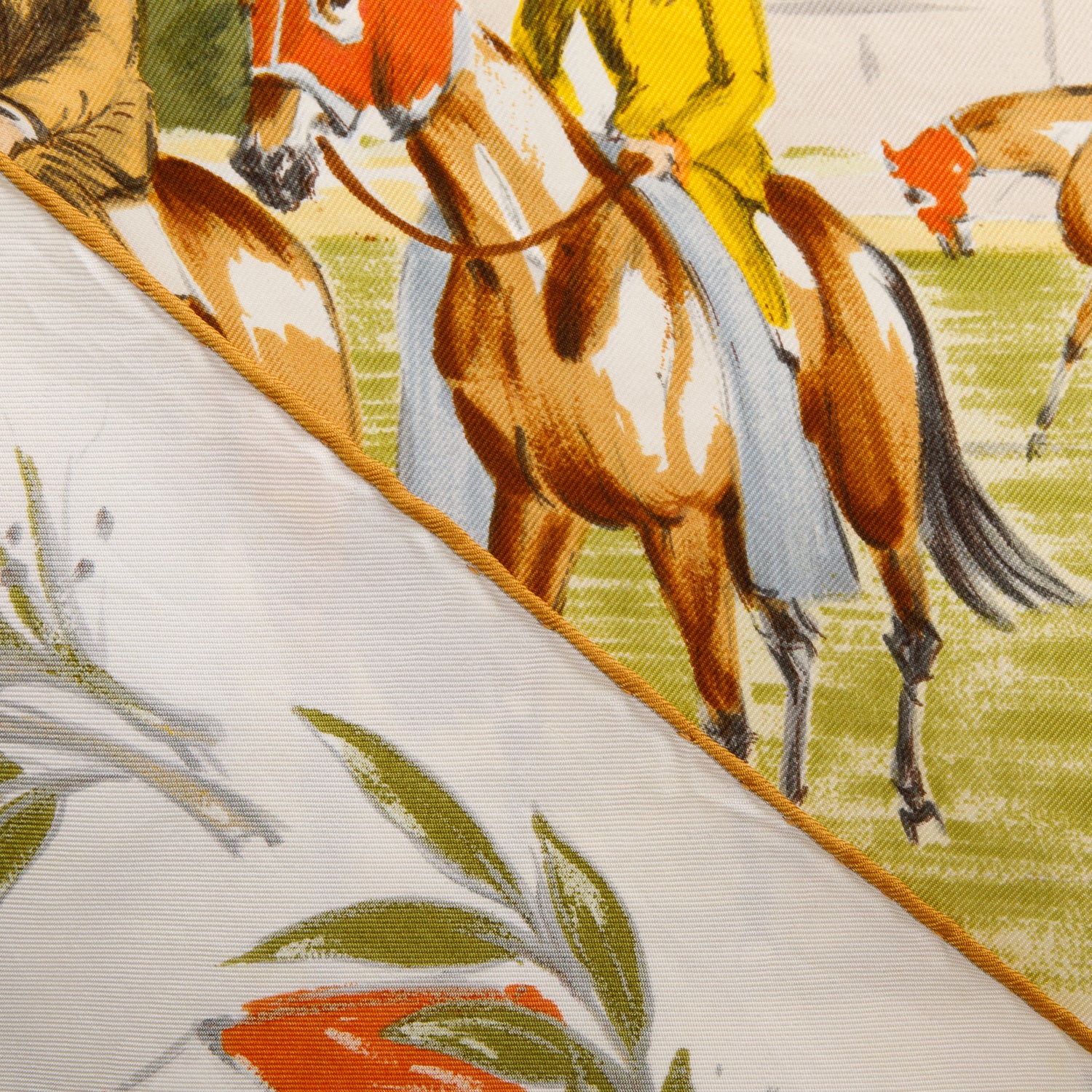 Hermes Creme/Multicolor 'Chantilly' Silk Scarf 90 w/ Box
