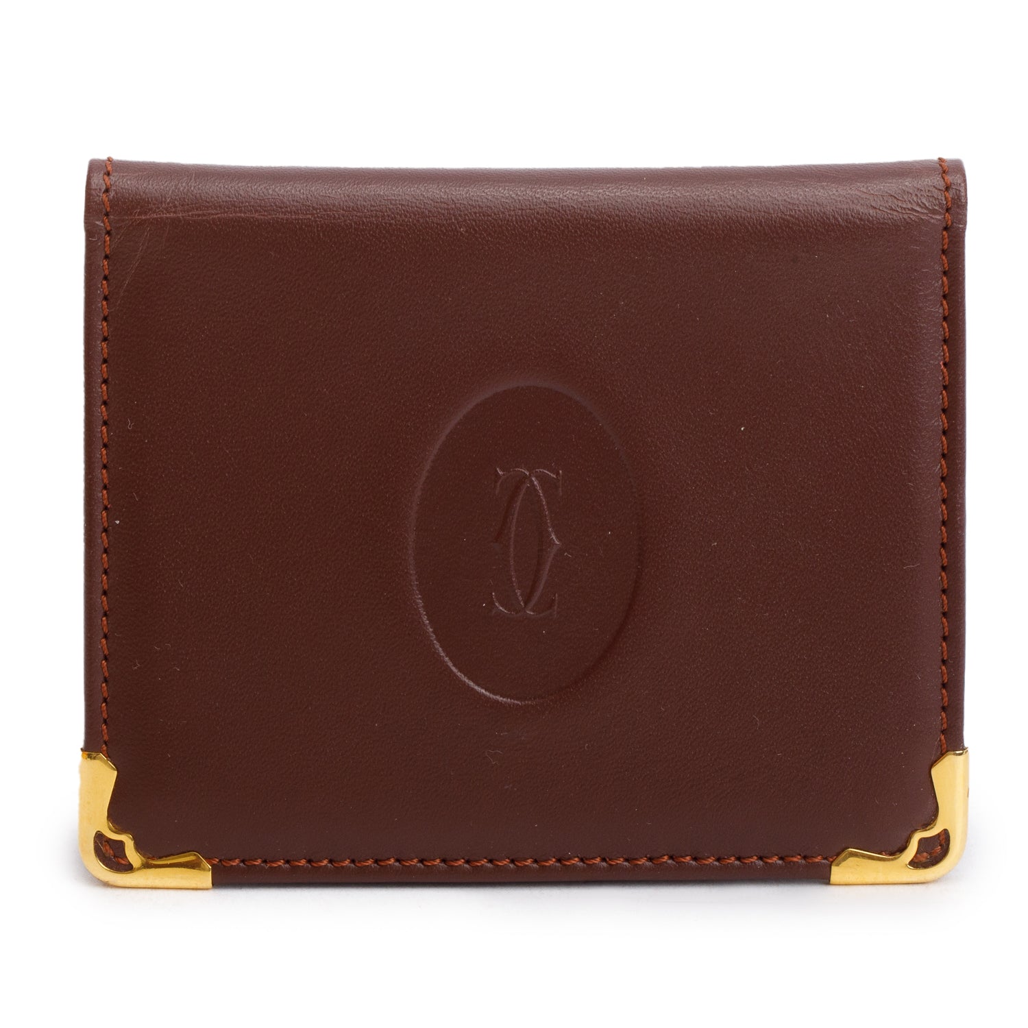 Cartier Burgundy Calfskin Leather C De Cartier Card Case w/ Box