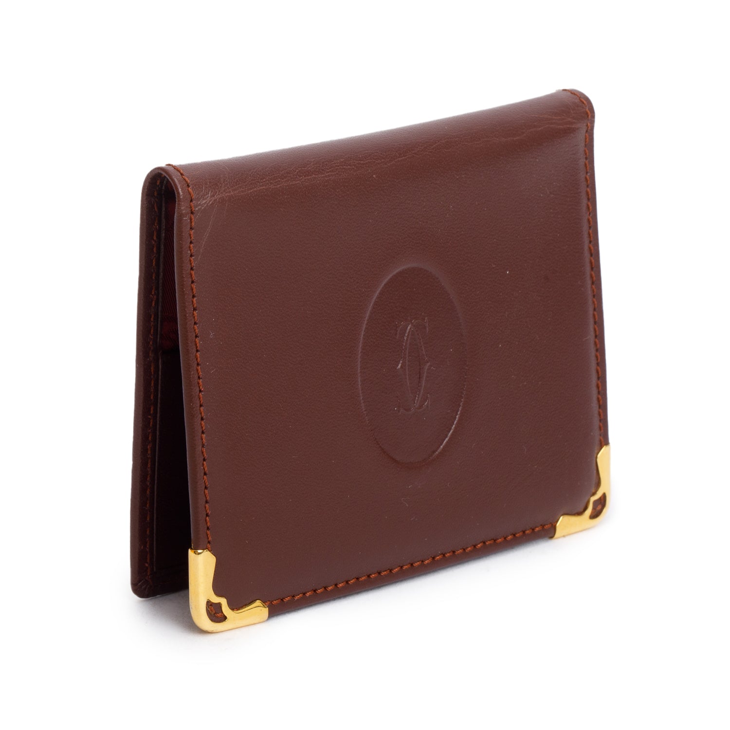 Cartier Burgundy Calfskin Leather C De Cartier Card Case w/ Box