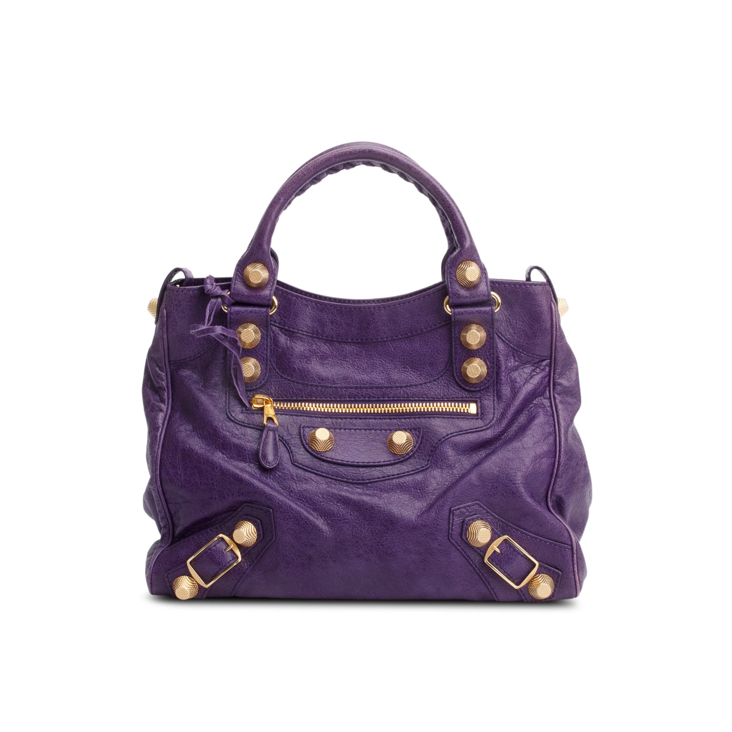 Balenciaga Purple Distressed Arena Leather Giant 21 City Bag