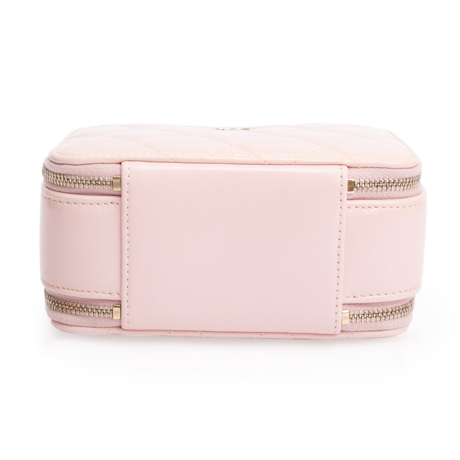 Chanel Pink Quilted Glazed Calfskin Leather Mini Double Zip CC Vanity Case