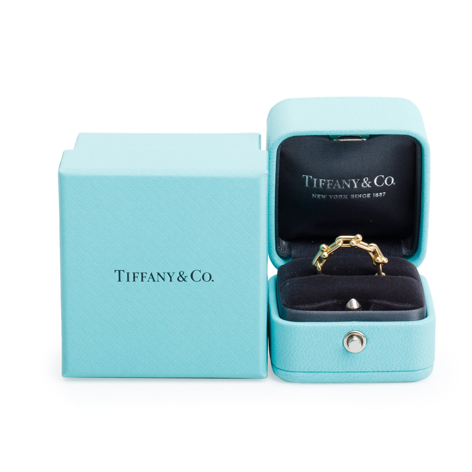 Tiffany & Co. 18k Yellow Gold HardWear Micro Link Ring, Size 4.5 w/ Box