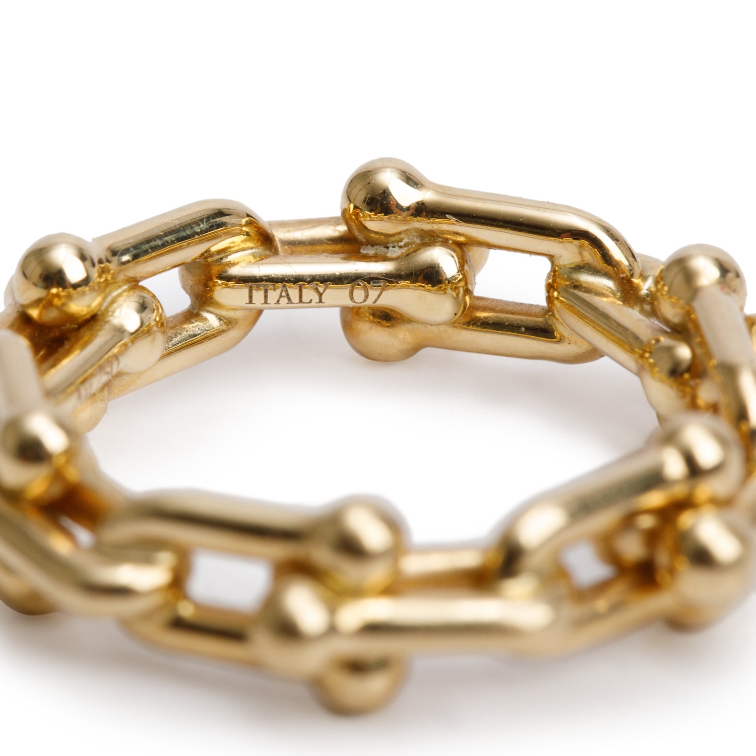 Tiffany & Co. 18k Yellow Gold HardWear Micro Link Ring, Size 4.5 w/ Box